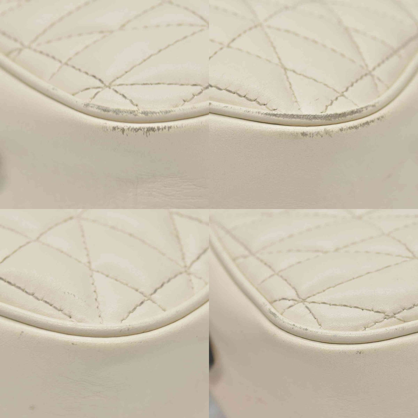 $1950 Gucci Calfskin Matelasse Aria Small GG Marmont Chain Shoulder Bag Mystic White