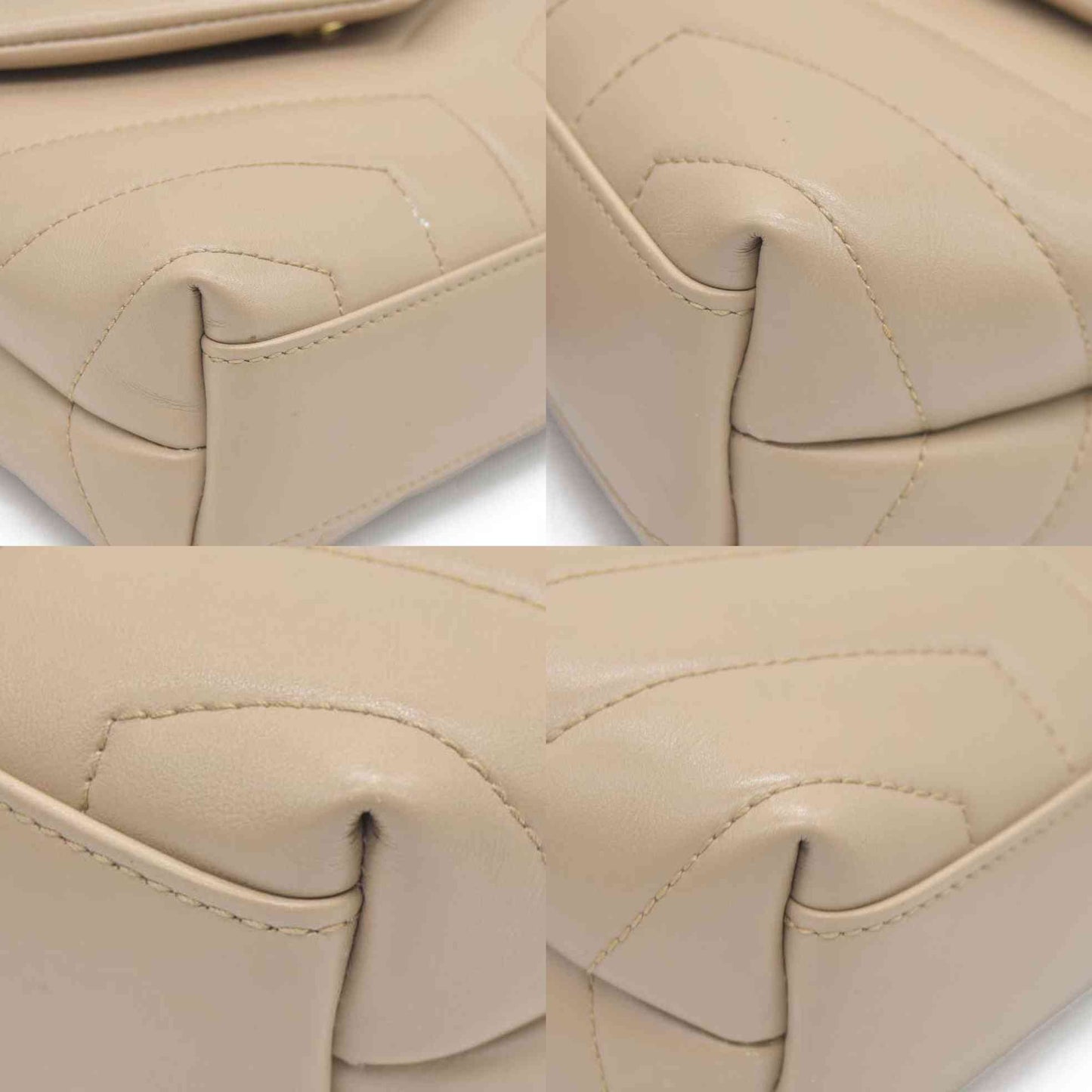 $1990 2021 SAINT LAURENT Calfskin Y Quilted Monogram Toy Loulou Crossbody Bag Beige