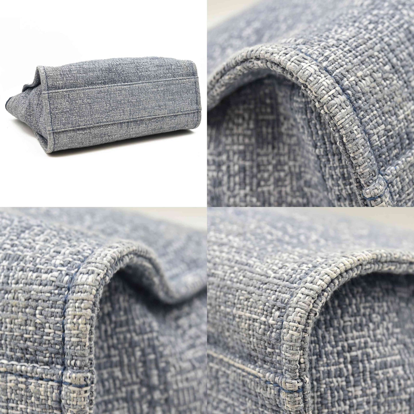 CHANEL Woven Straw Raffia Medium Deauville Tote Blue 25*