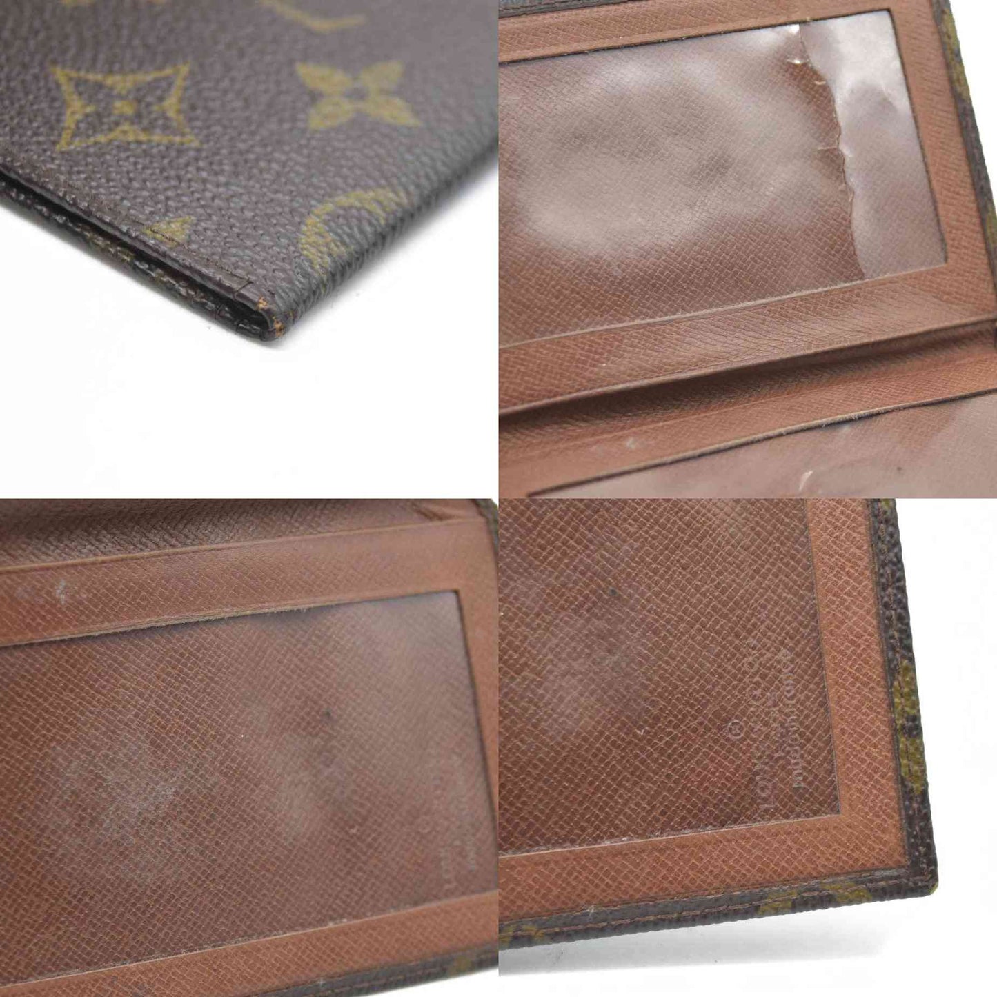 AUCTION $425 Louis Vuitton Monogram Porte 2 Cartes Vertical Pass Card Case Brown 882