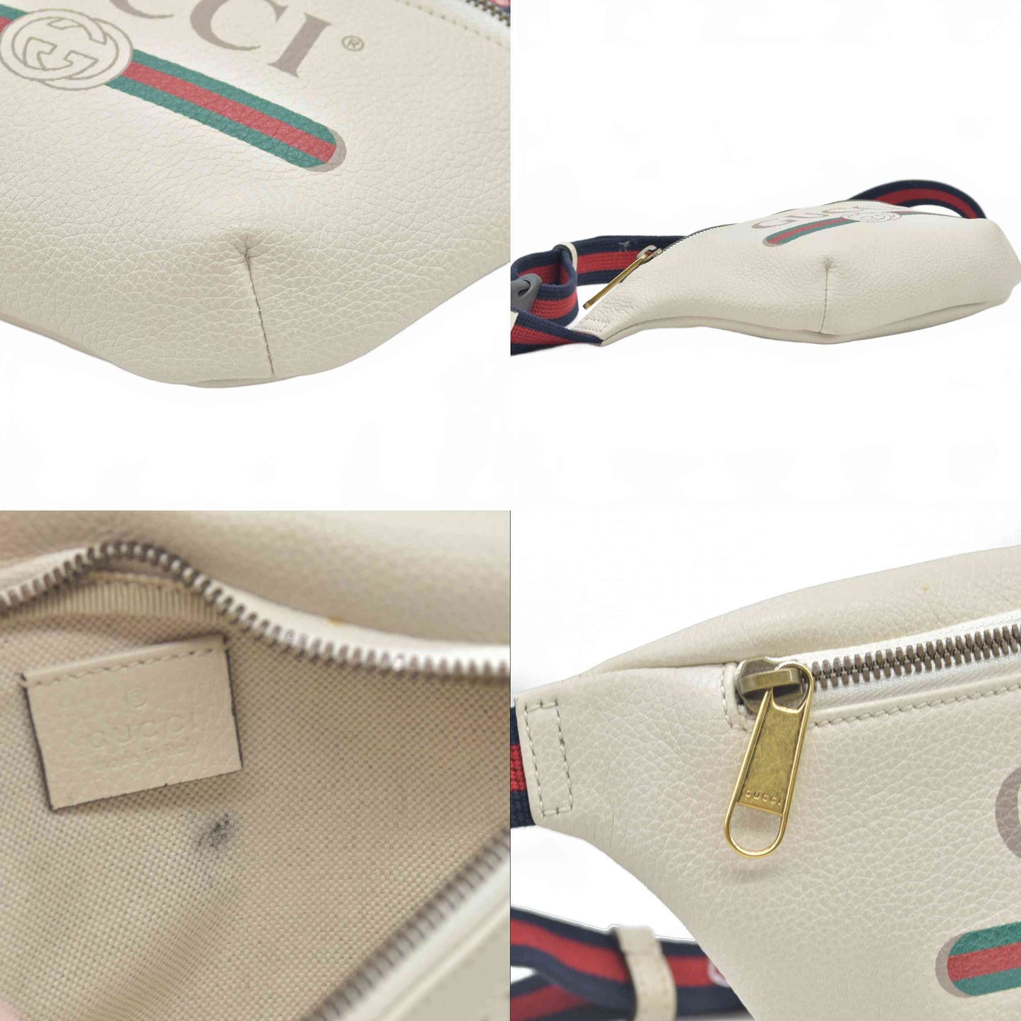 Gucci Grained Calfskin Small Logo Belt Bag White CONSIGNMENT