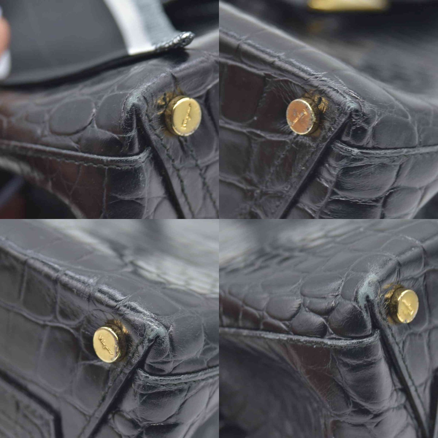 $1200 Salvatore Ferragamo Vara Embossed Leather Shoulder Bag in Black CONSIGNMENT
