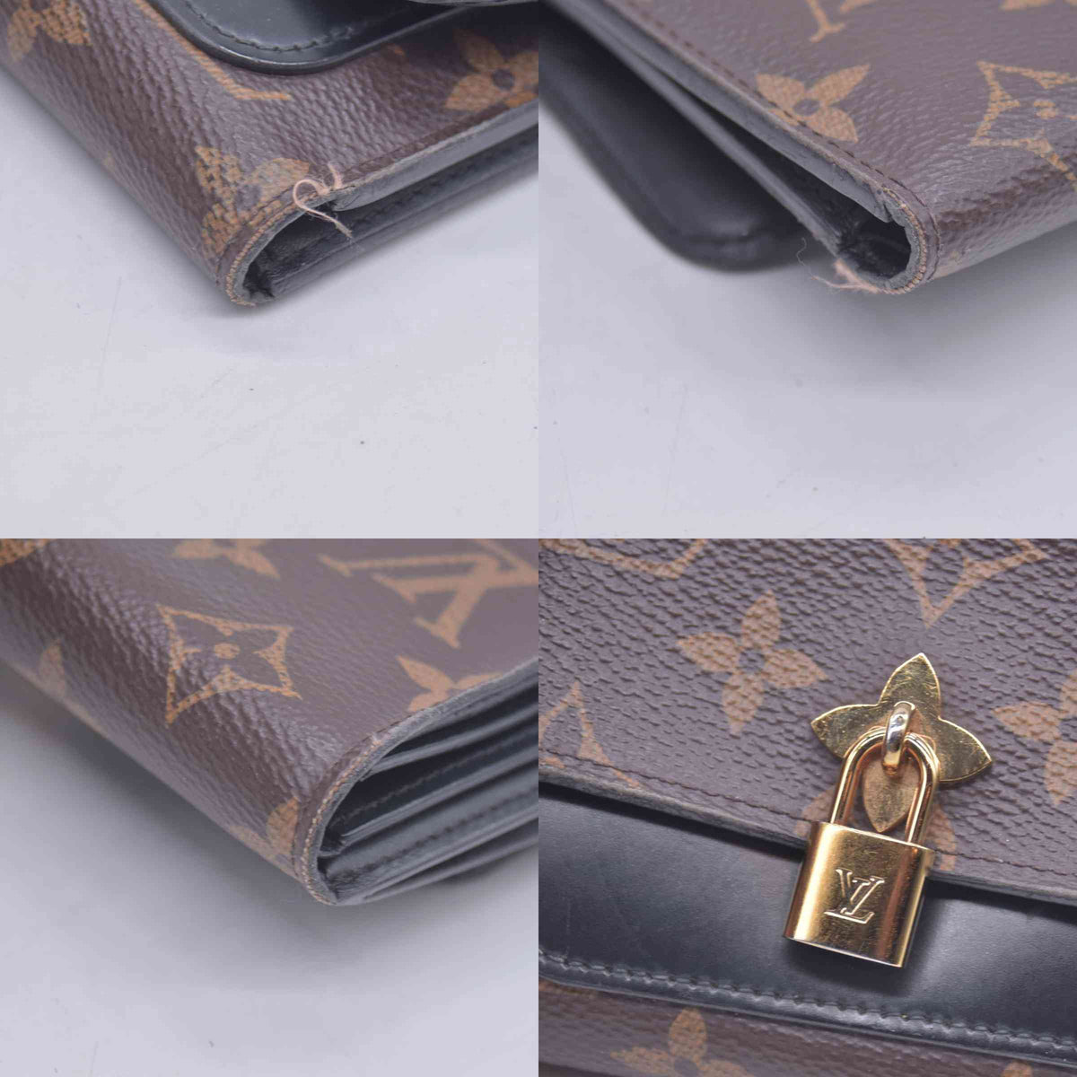 $820 2012 Louis Vuitton Monogram Flower Lock Compact Wallet Black SP4182 CONSIGNMENT 10020959