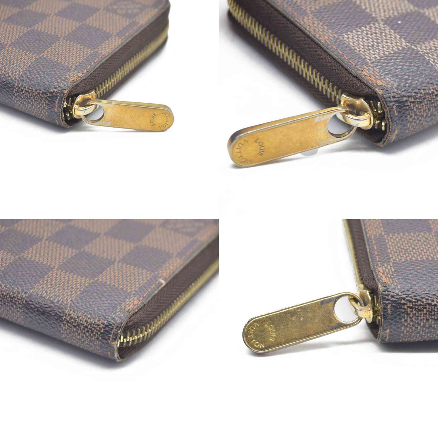 AUCTION $1060 Louis Vuitton Damier Zippy Zip Around Organizer Long Wallet Brown