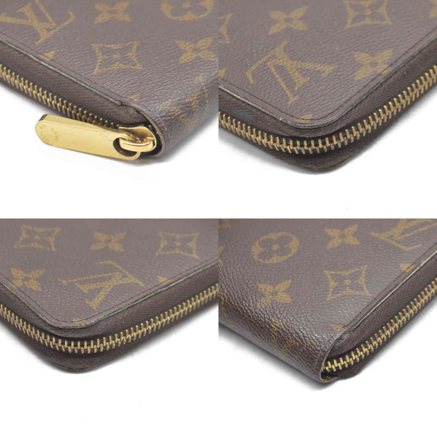 $915 2015 Louis Vuitton Monogram Zippy Zip Around Long Wallet Purse Brown CA5105