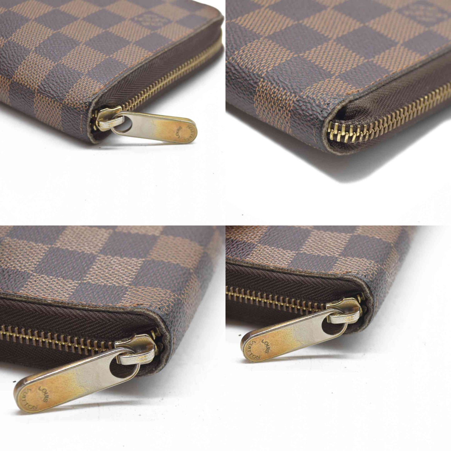 AUCTION $1060 Louis Vuitton Damier Zippy Zip Around Organizer Long Wallet Brown VI0036