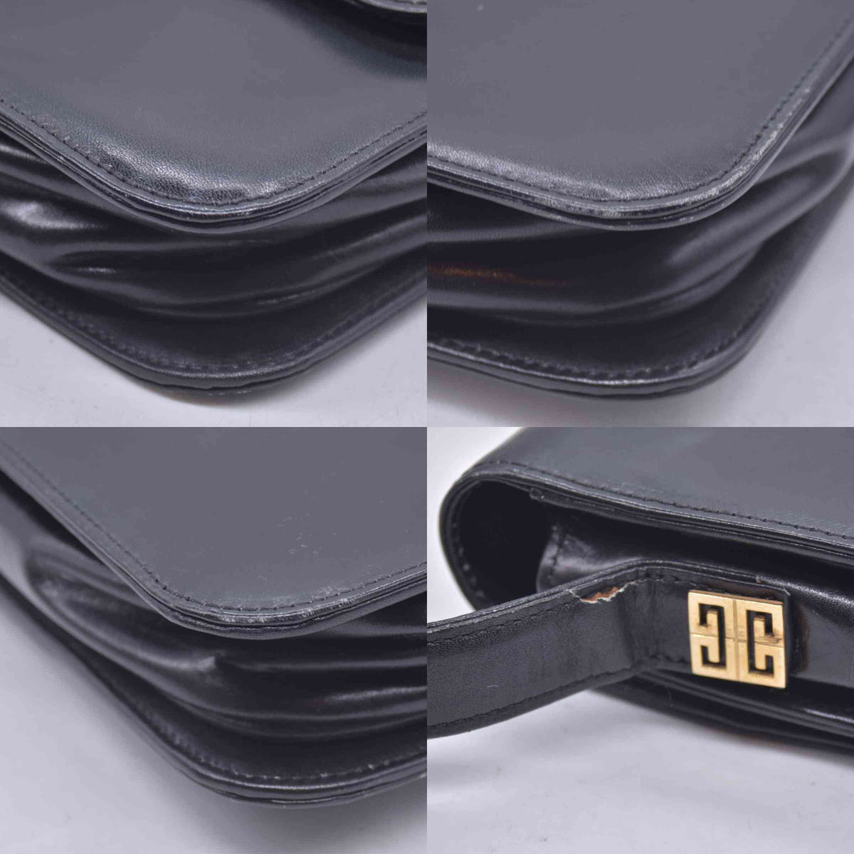 $950 GIVENCHY Smooth Calfskin 4G Logo Flap Crossbody Bag Black CONSIGNMENT 10021186