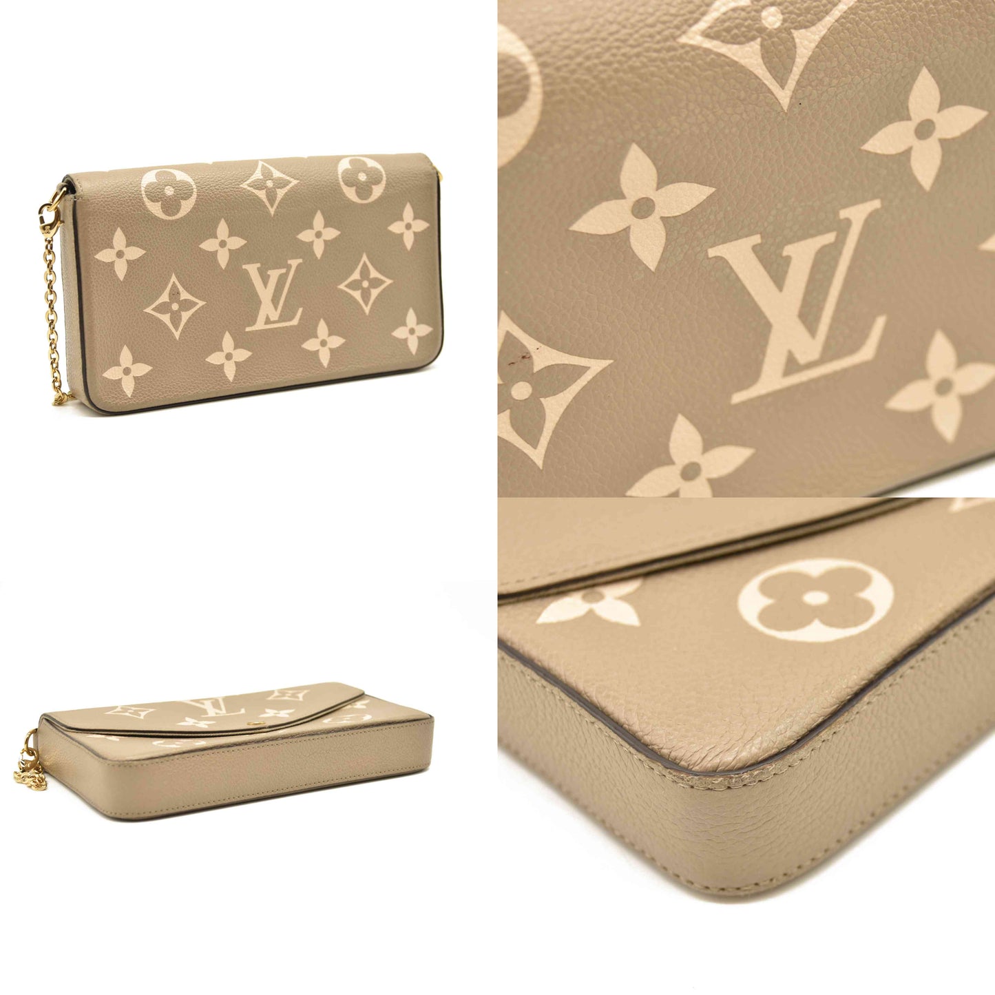 Louis Vuitton  Empreinte Monogram Giant Felicie Pochette Tourterelle Creme FY5200