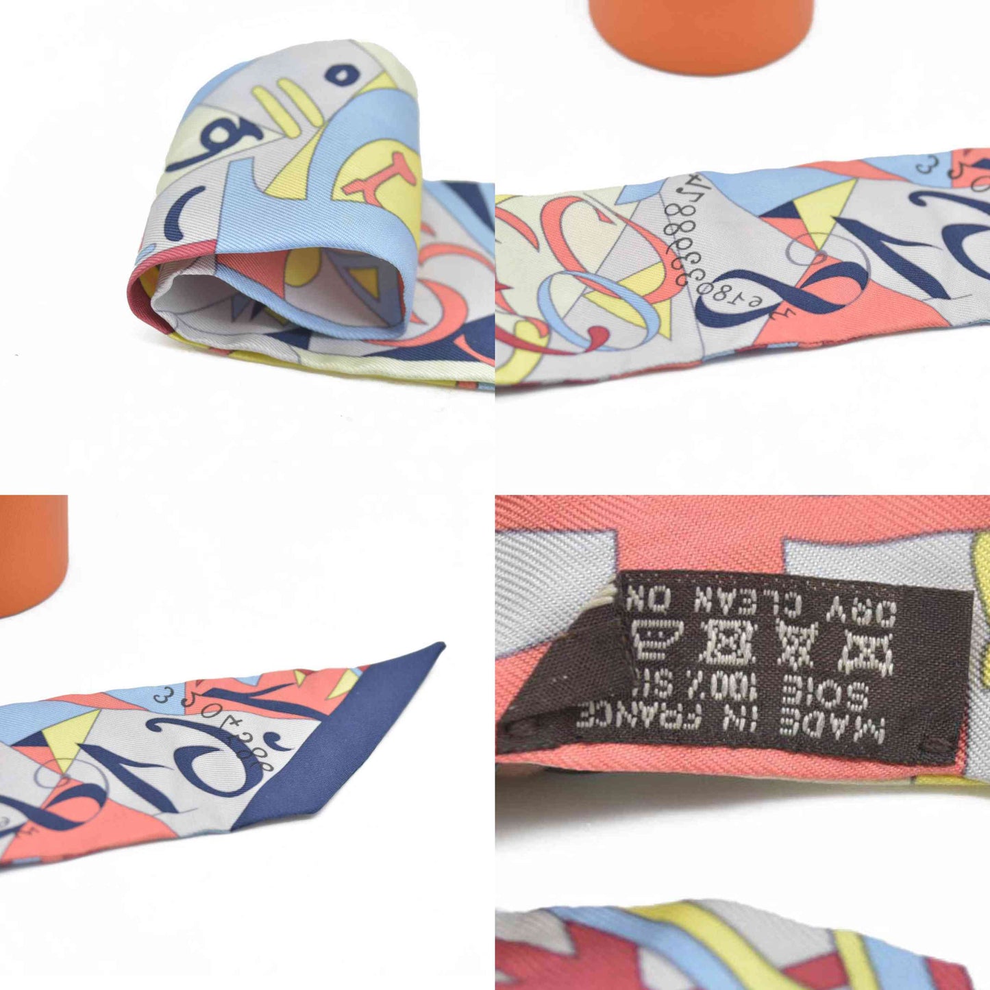 $250 Hermes  Silk Le Nombre D'Or Twilly CONSIGNMENT