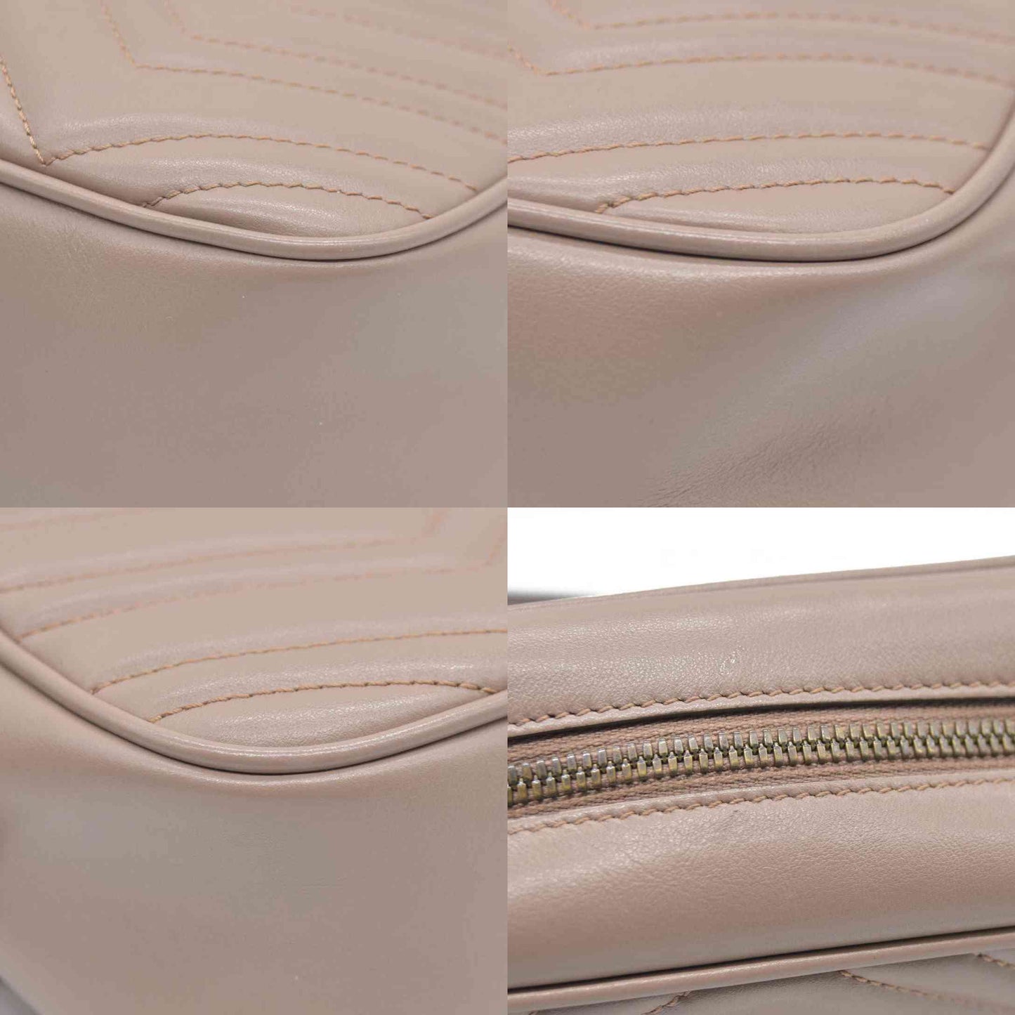 $1950 Gucci  Calfskin Matelasse Small GG Marmont Chain Shoulder Bag Beige