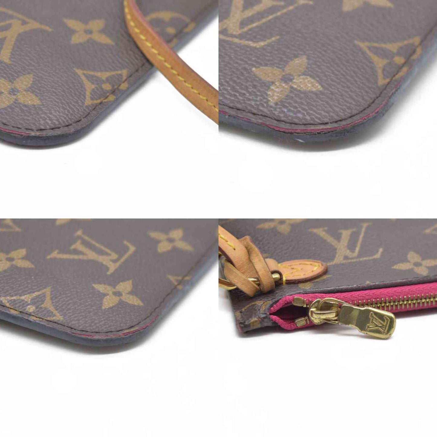 AUCTION $600 Louis Vuitton  Monogram Neverfull MM GM Pochette Pivoine CA3186
