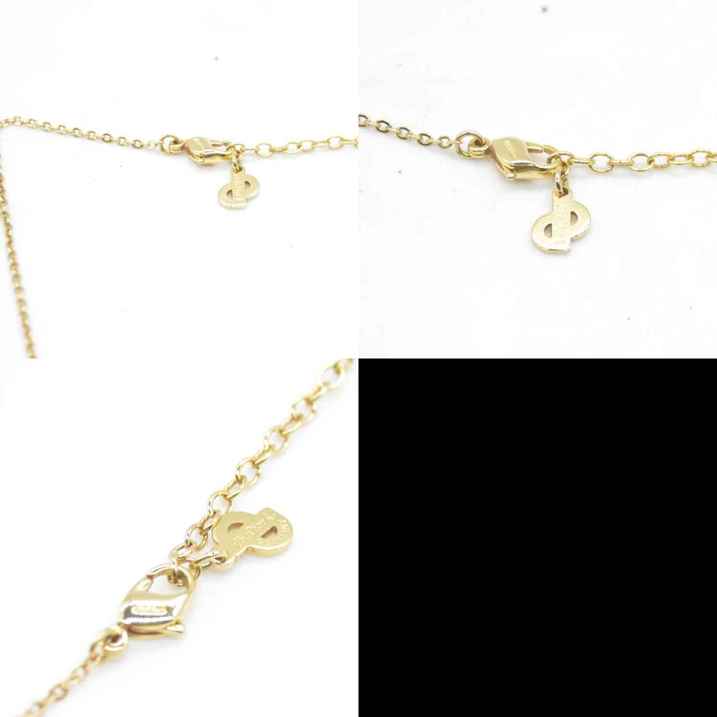 $400 Christian Dior Vintage CD Plaque Pendant Necklace Gold Plated