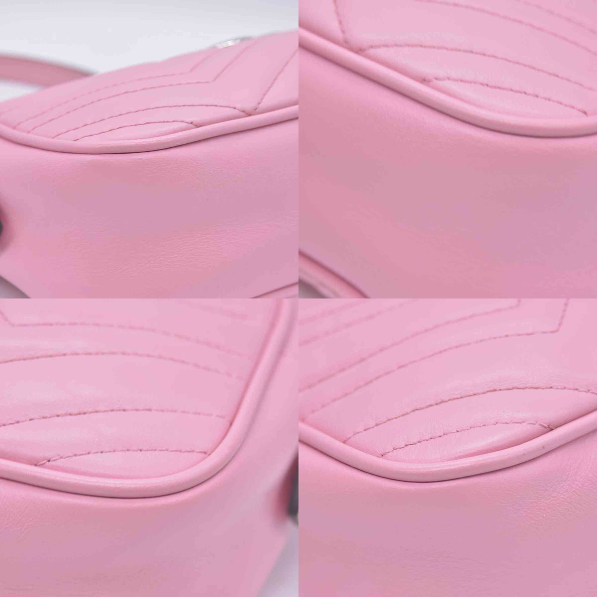 $1950 Gucci Calfskin Matelasse Small GG Marmont Chain Shoulder Bag Wild Rose CONSIGNMENT 10020900