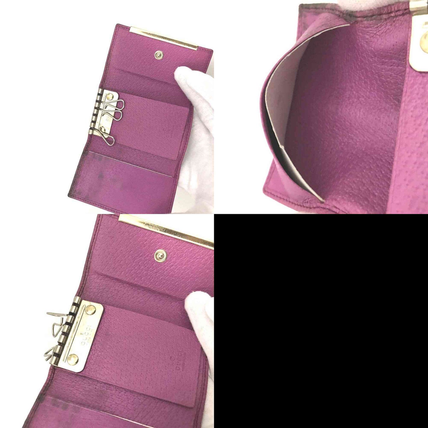 AUCTION $300 Gucci  GG Supreme Monogram 6 Key Holder Case Fuchsia