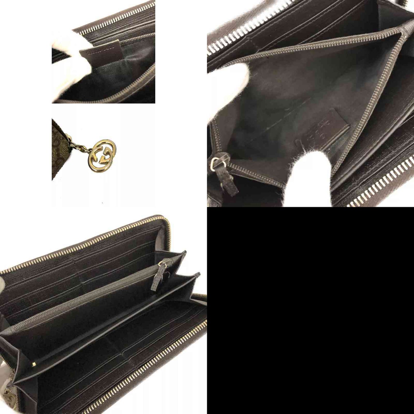 Gucci  Dollar Calfskin GG Supreme Monogram GG Marmont Zip Around Wallet Ebony