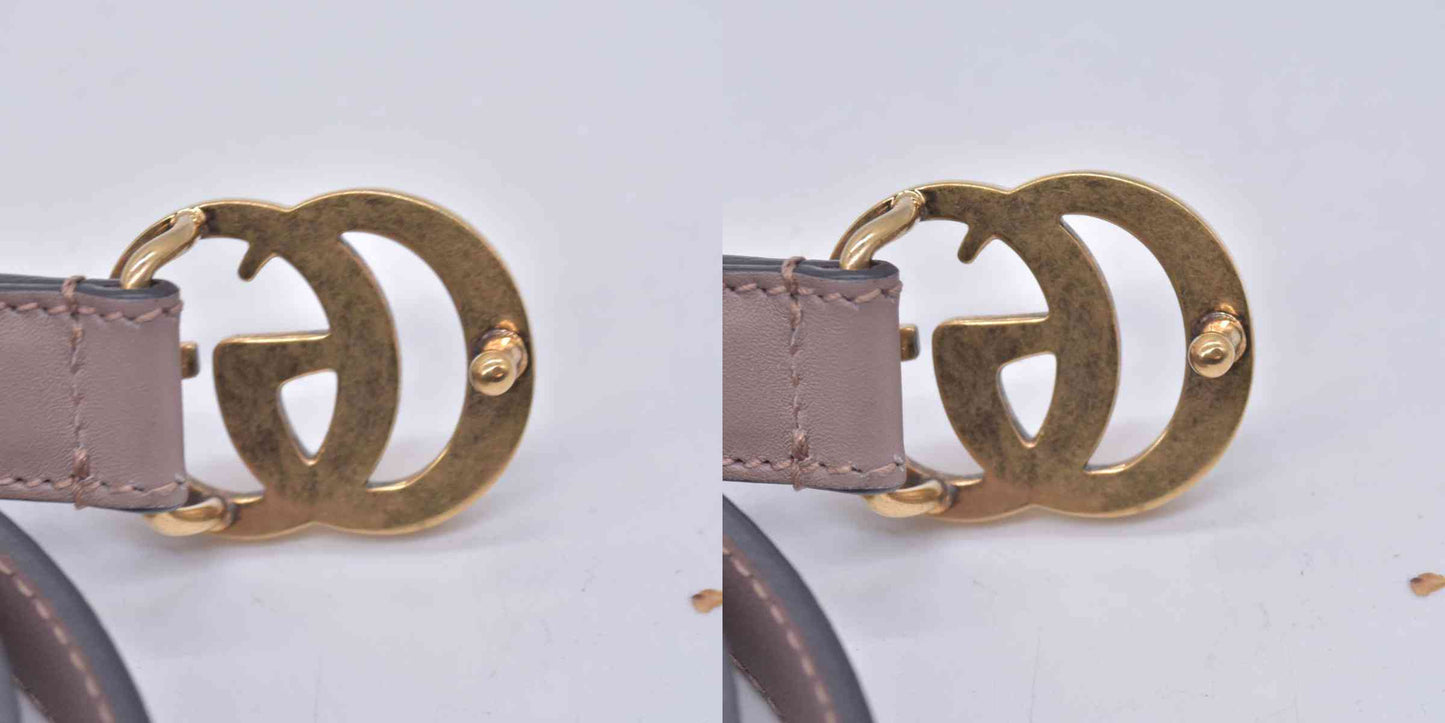 $440 Gucci  Double G Logo Leather Belt 85 34 CONSIGNMENT