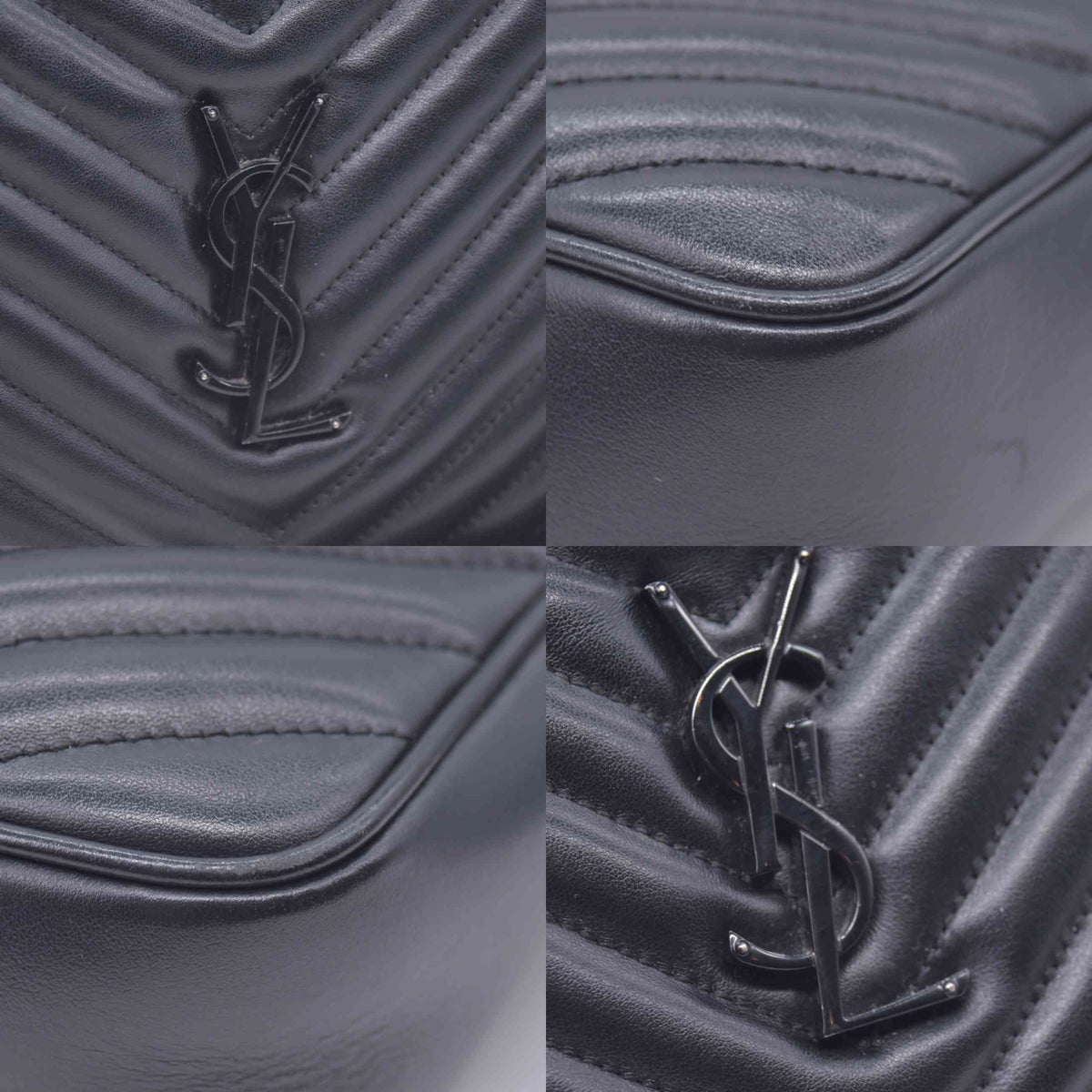 $1950 Saint Laurent Calfskin Matelasse Monogram Monochrome Lou Camera Bag Black 10021142