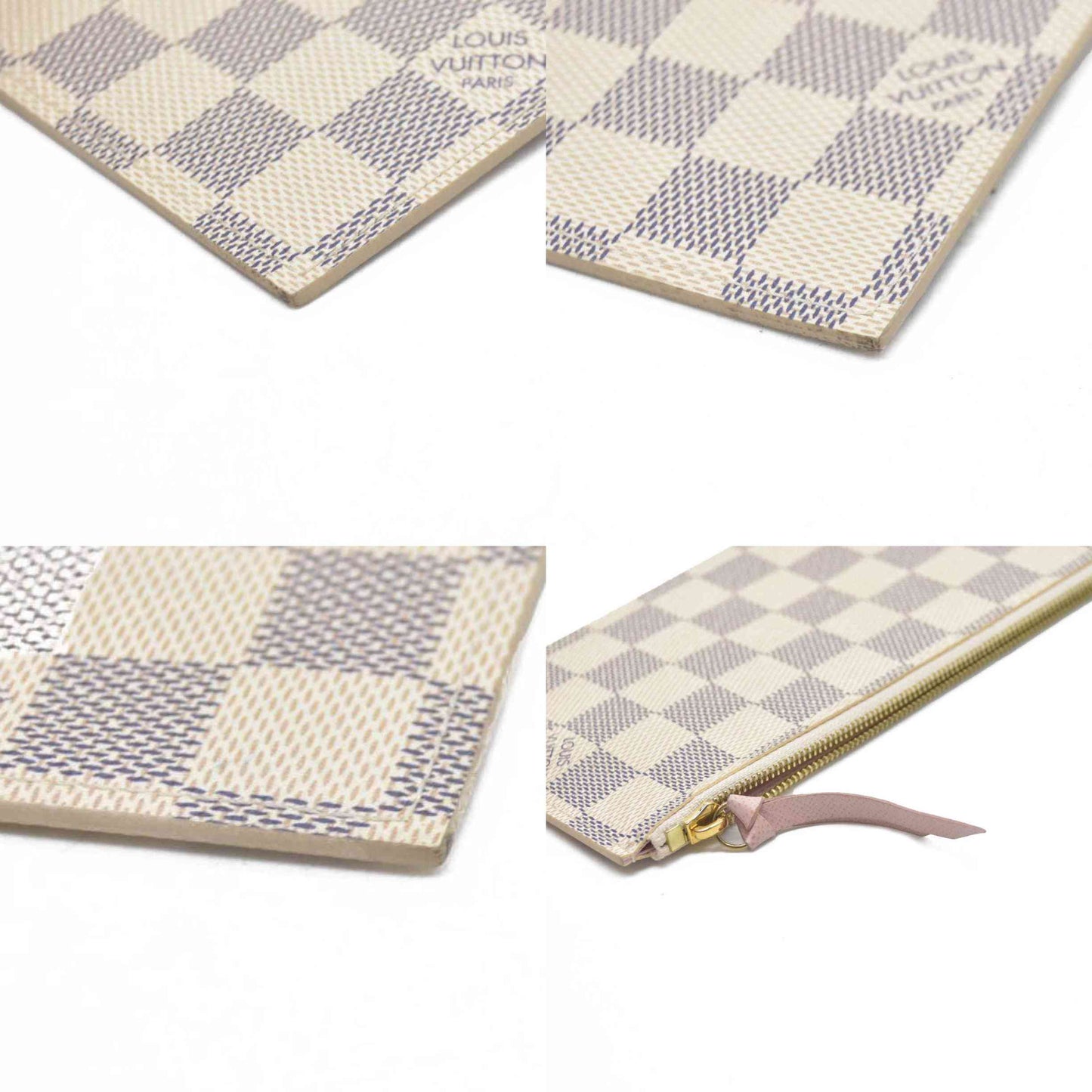 $1580 Louis Vuitton Damier Azur Pochette Félicie Wallet Zippered Insert Rose Ballerine