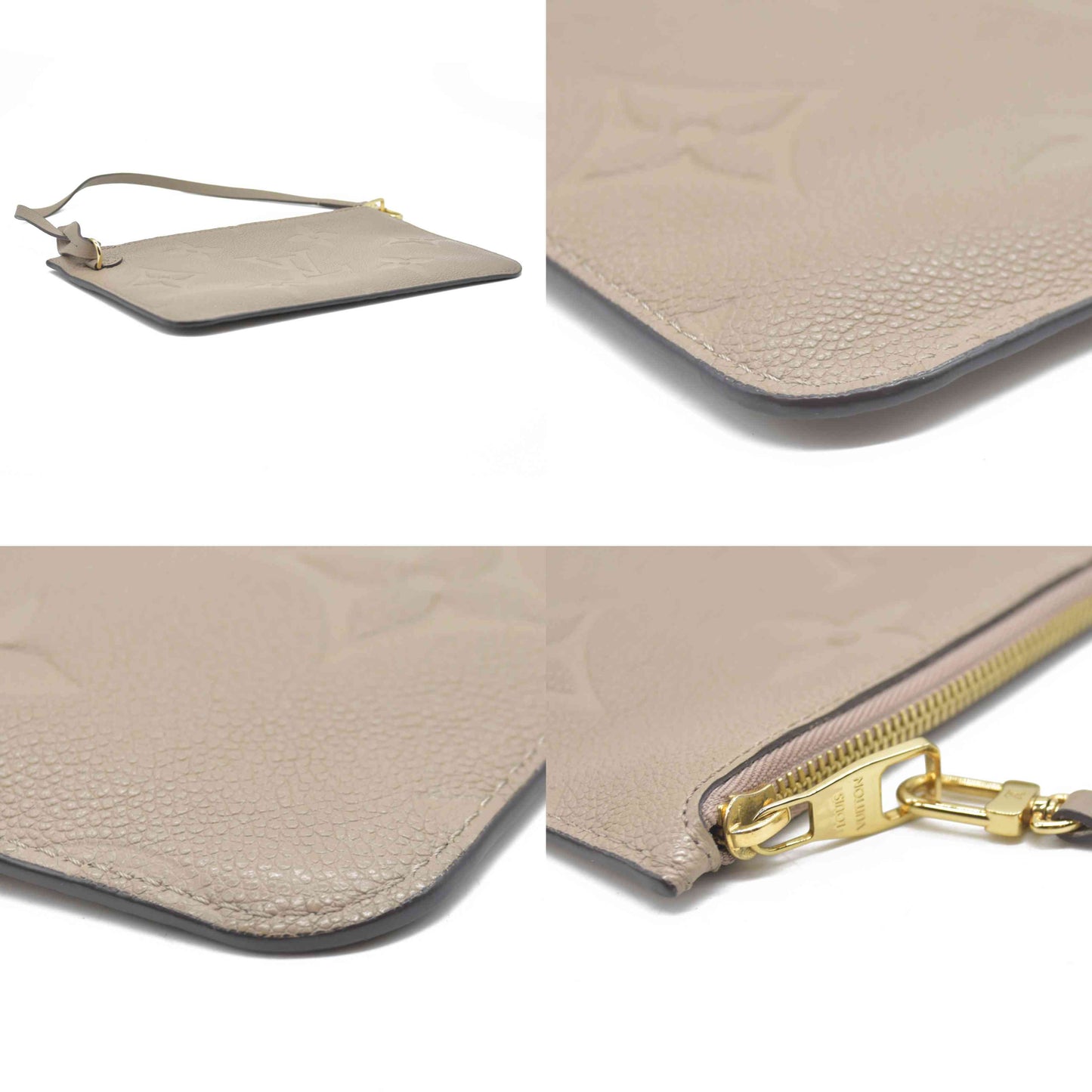 LOUIS VUITTON Empreinte Monogram Giant Neverfull MM Pochette Tourterelle