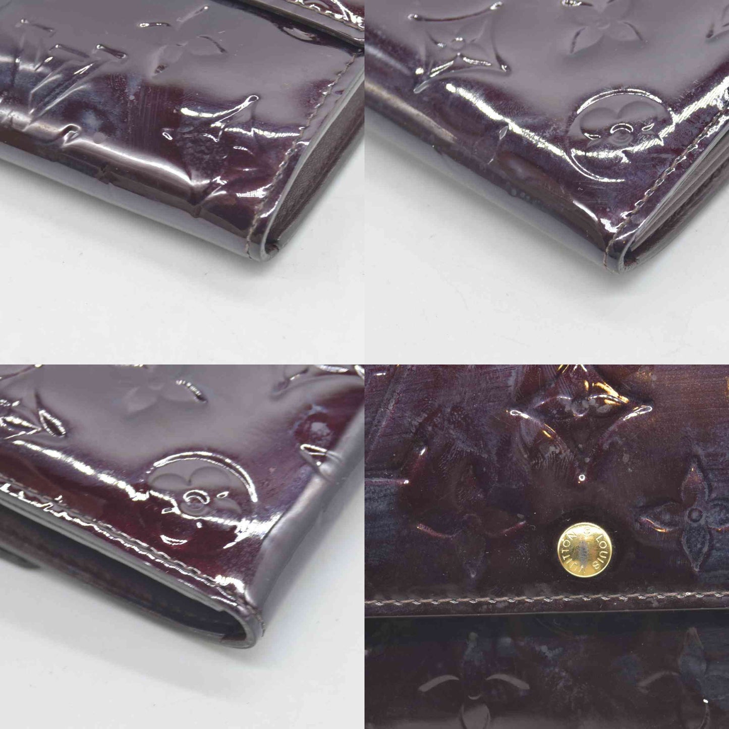 $840 2008 Louis Vuitton Vintage Monogram Vernis Sarah Wallet Burgundy TH0028