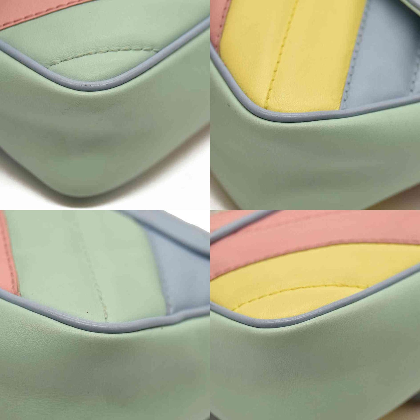 Gucci  Calfskin Matelasse Diagonal Super Mini GG Marmont Shoulder Bag Multicolor Pastel