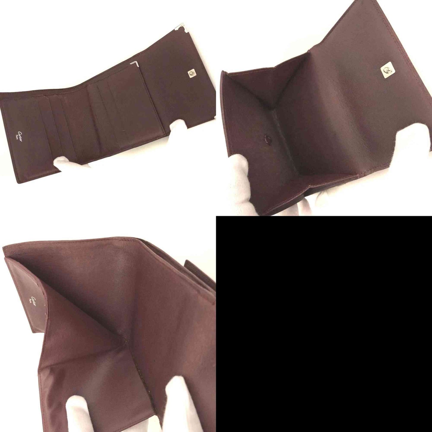 Must de Cartier Leather Trifold Wallet Purse Bordeaux