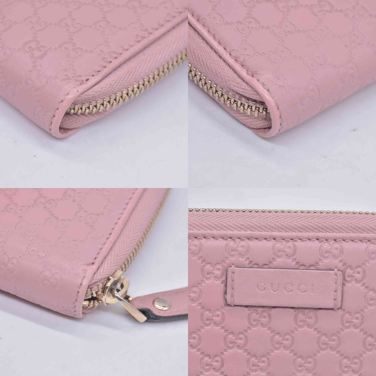 $610 GUCCI Microguccissima Zip Around Wallet Soft Pink CONSIGNMENT 10021177