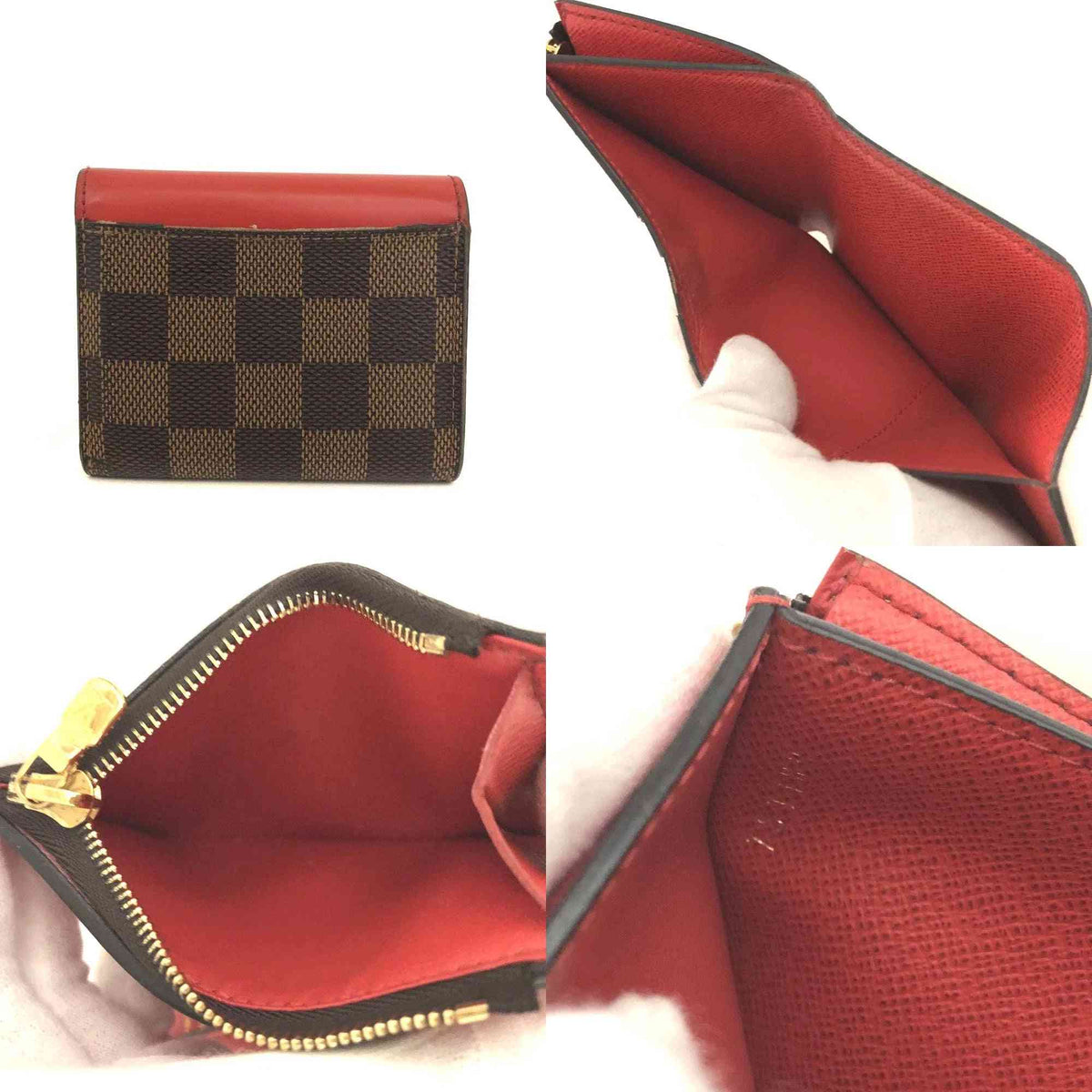 $625 2019 Louis Vuitton Damier Portefeuille Zoe Mini Trifold Wallet Brown TS1189