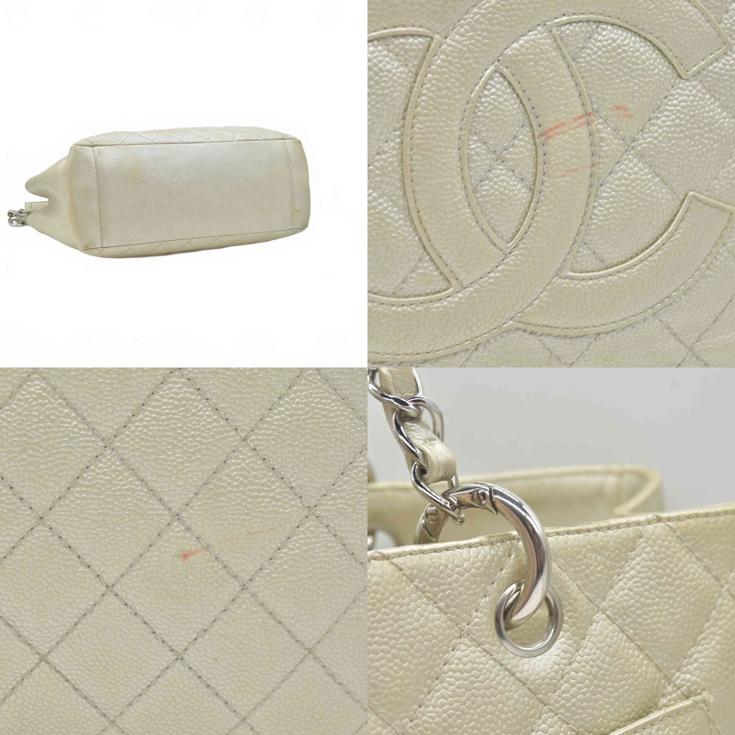 $2900 2006 Chanel Caviar Grand Shopping Tote GST Light Gold