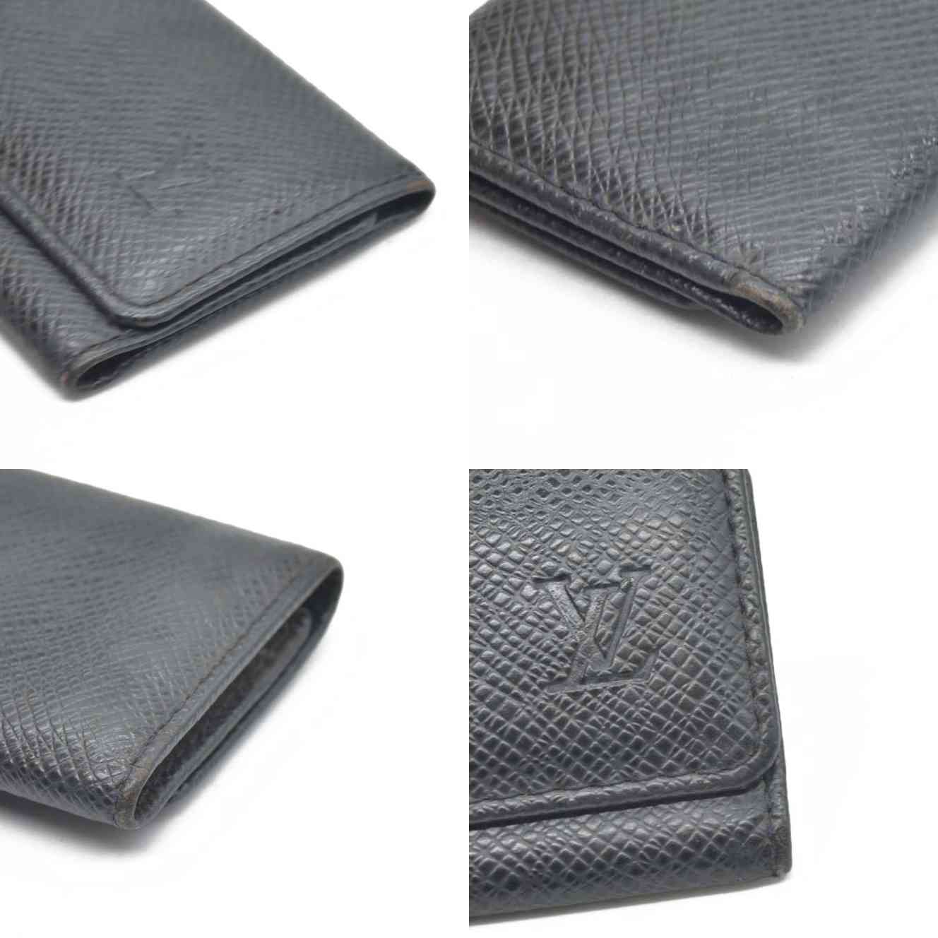 $345 Louis Vuitton Taiga Leather Multicles 4 Ring Key Case Ardoise CA1025