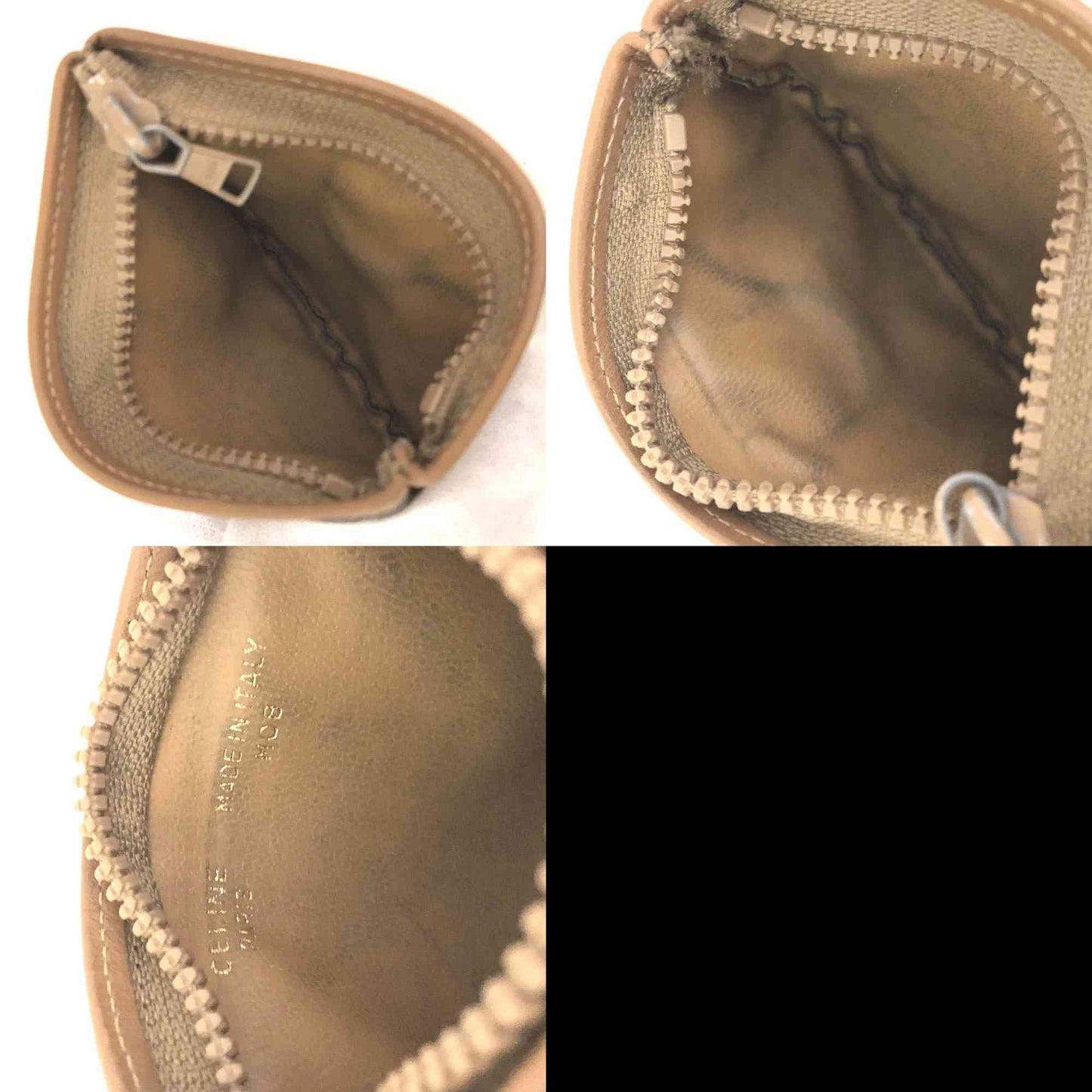 $660 CELINE Macadam Canvas Zip Coin Purse Wallet Brown