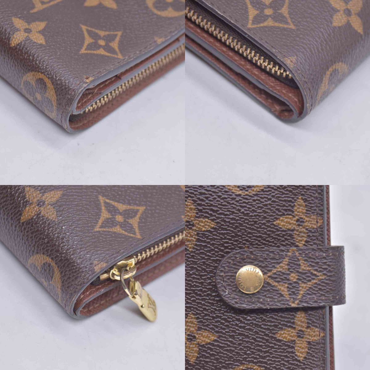 $660 2003 LOUIS VUITTON Monogram Compact Zip Wallet Brown MI0073 CONSIGNMENT 10021170