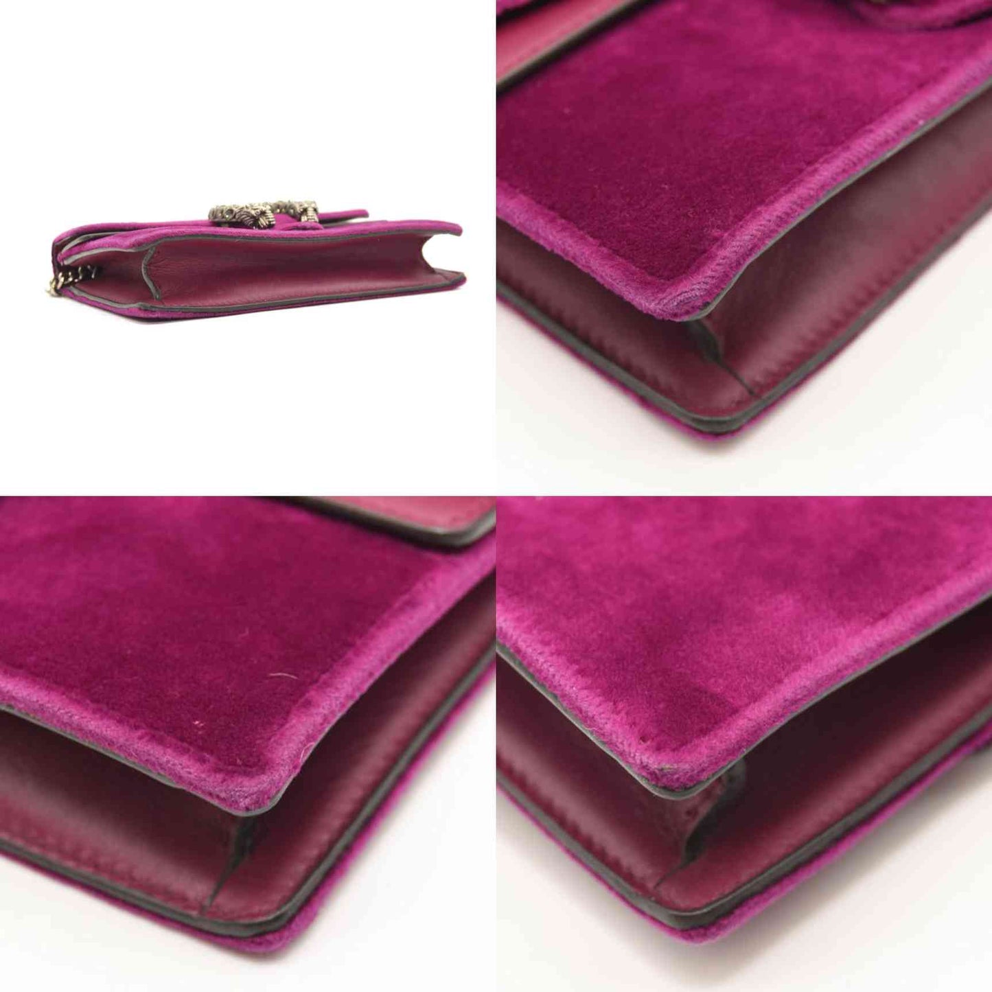 Gucci Velvet Super Mini Dionysus Shoulder Bag Fuchsia Violet Cyclamen