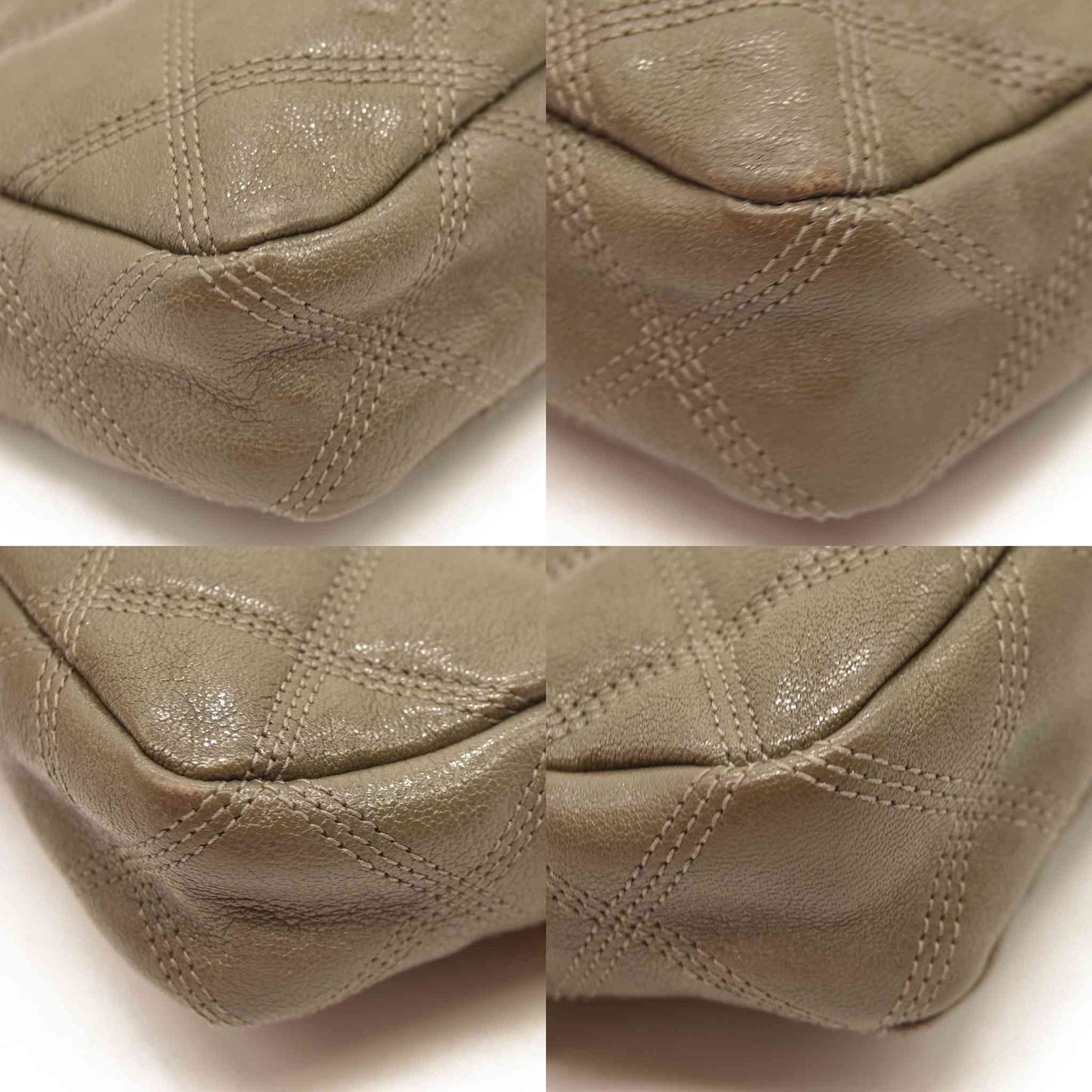 Saint Laurent  Grained Lambskin Quilted Mini Becky Double Zip Bag Taupe