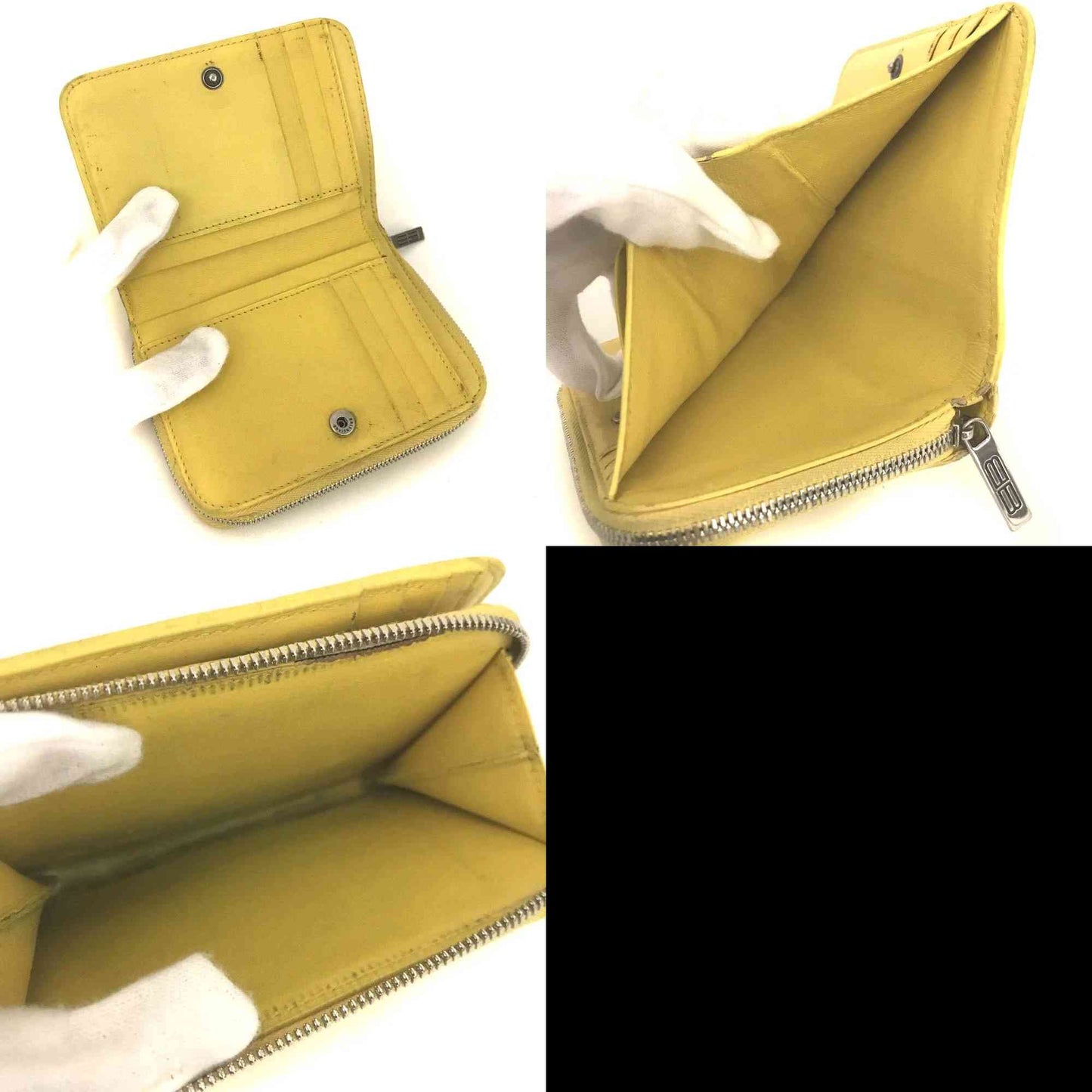 BALENCIAGA BB Logo Leather Bifold Wallet Yellow