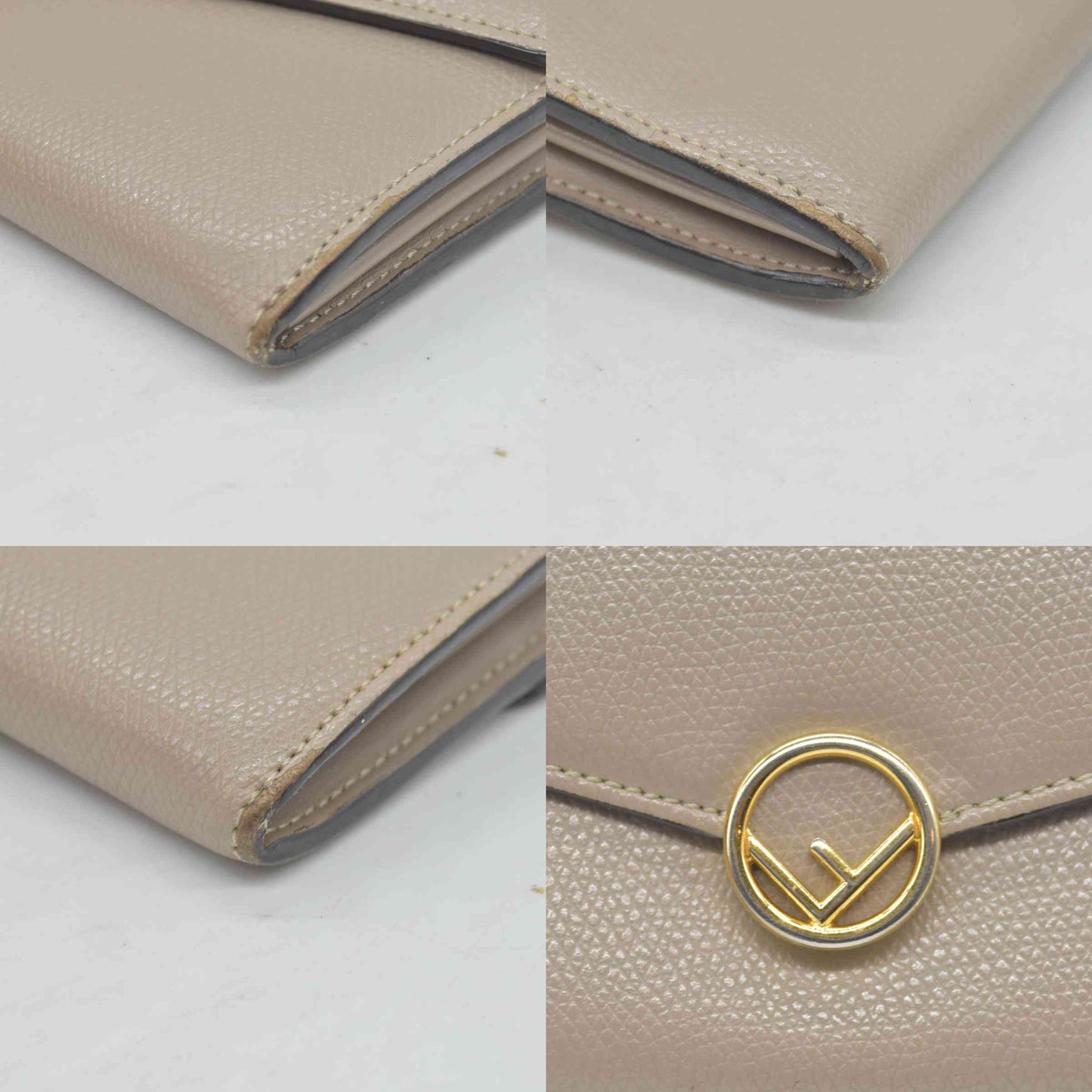 $850 Fendi Fendi Taupe Leather F Fendi Continental Wallet CONSIGNMENT