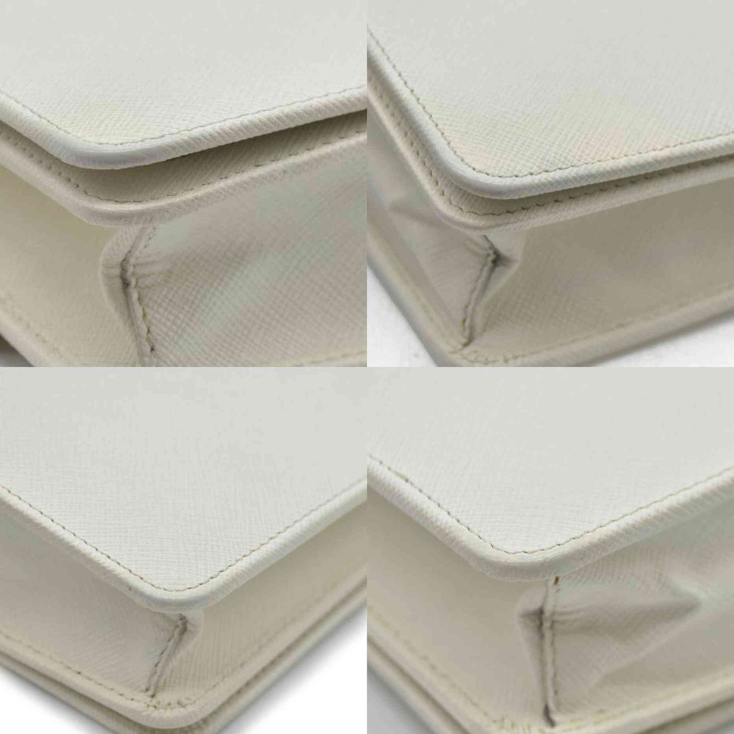 $2100 Prada White Saffiano Leather Mini Crossbody Flap Bag