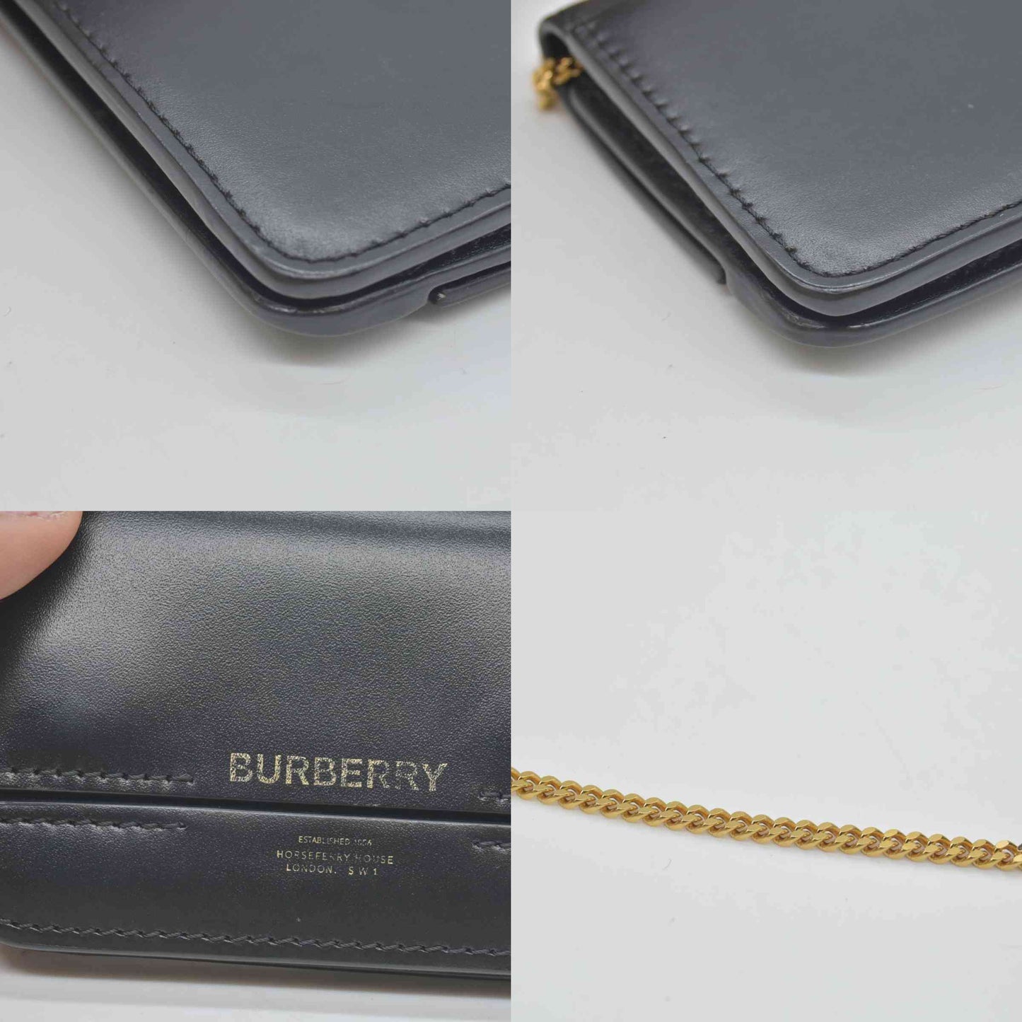 Burberry Calfskin Mini Jody Chain Card Case Black CONSIGNMENT