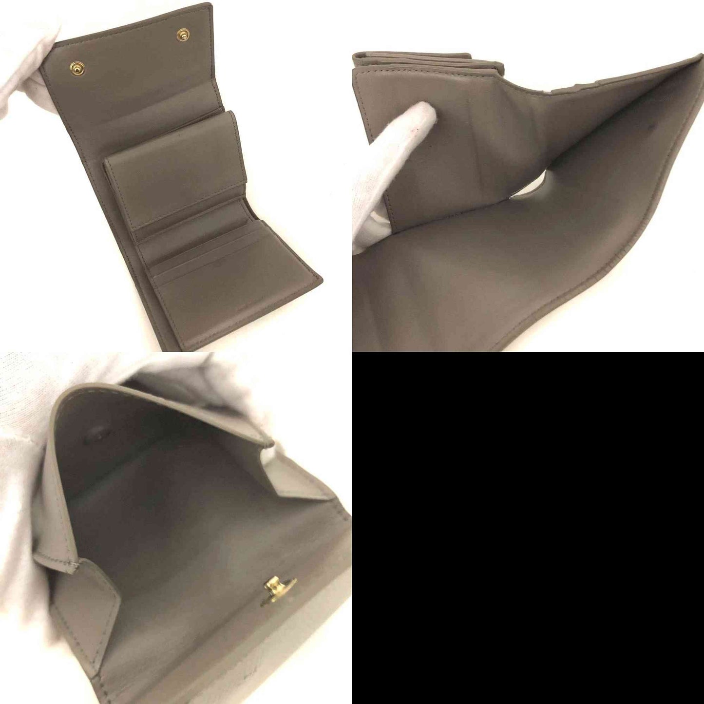 CELINE Logo Leather Trifold Wallet Gray