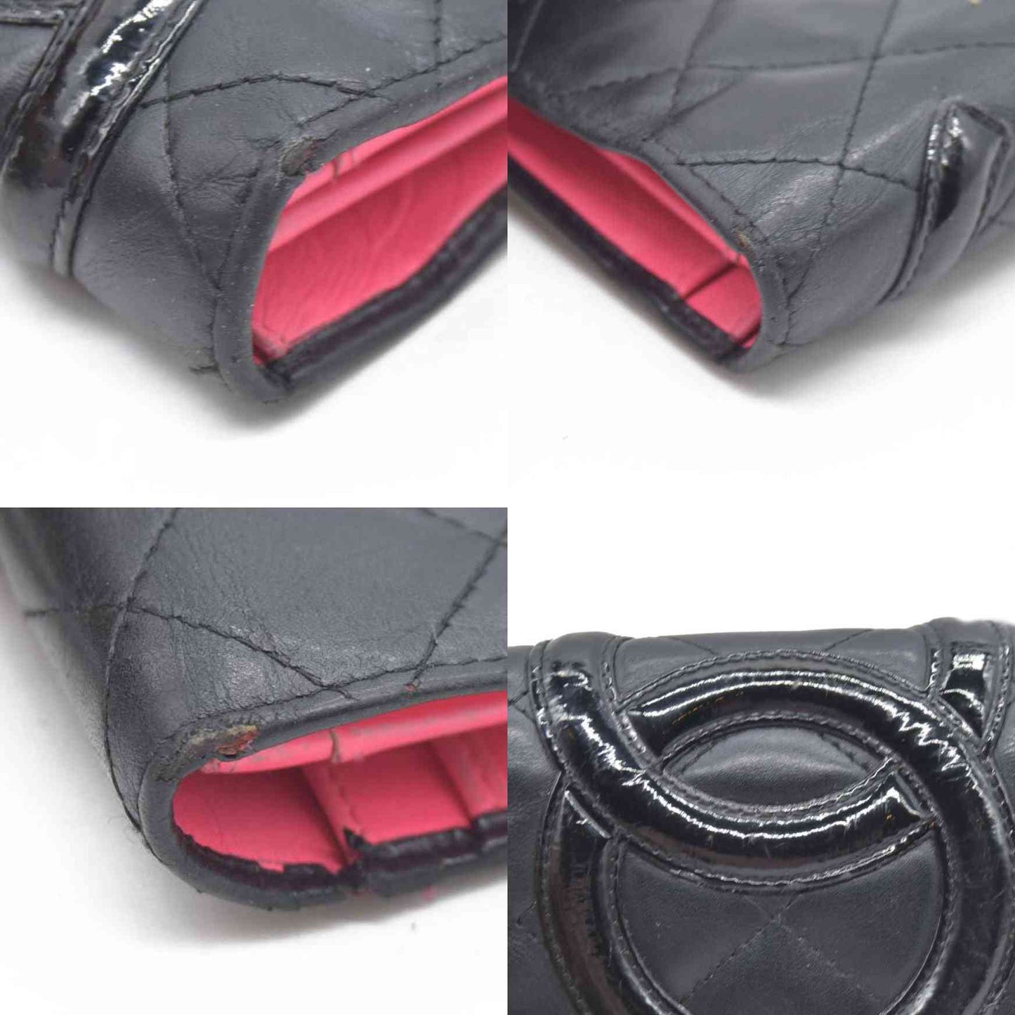 $1075 CHANEL Combon Line Lambskin Long Bifold Wallet Black