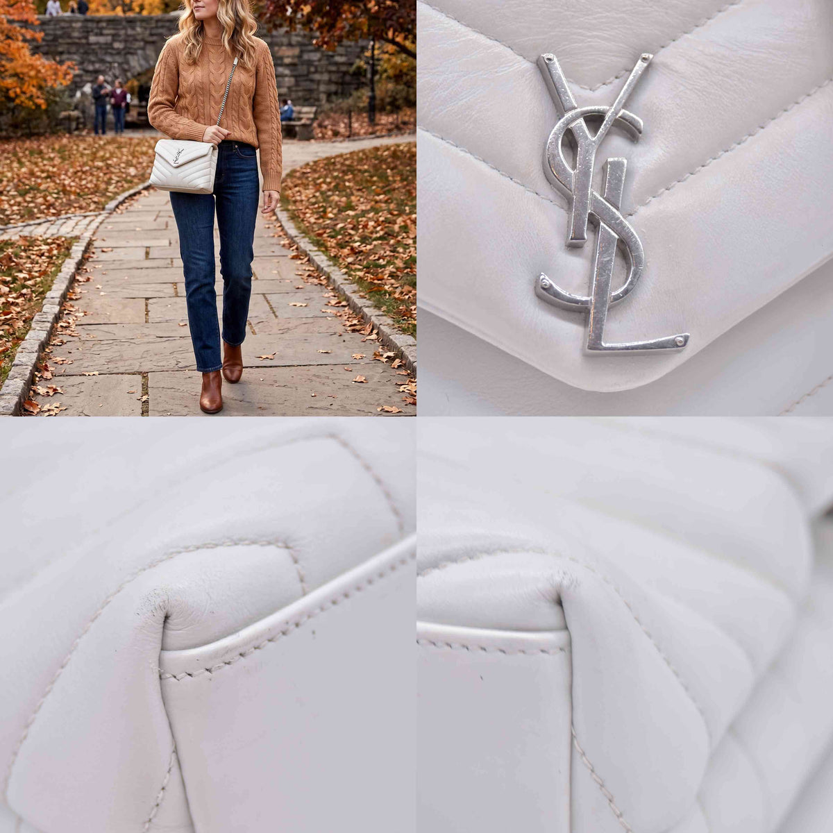 $2730 Saint Laurent Small Loulou Shoulder Bag White 10021139