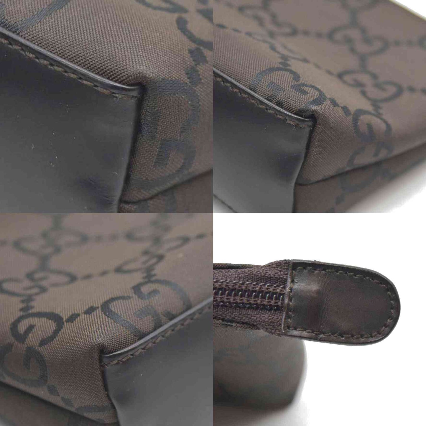 Gucci  Nylon Monogram Cosmetic Pouch Brown