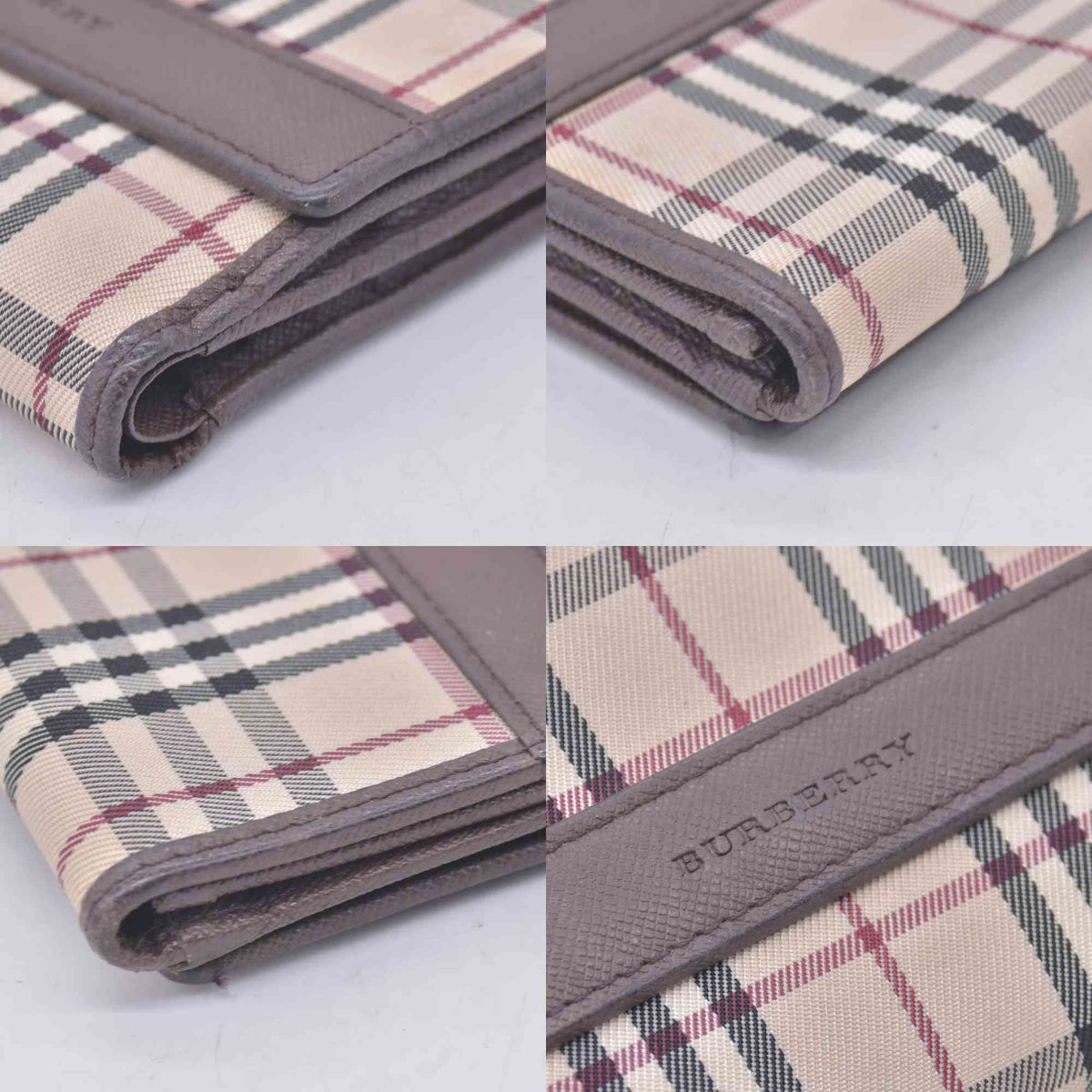 $395 Burberry House Check Medium Folding Wallet CONSIGNMENT 10021215