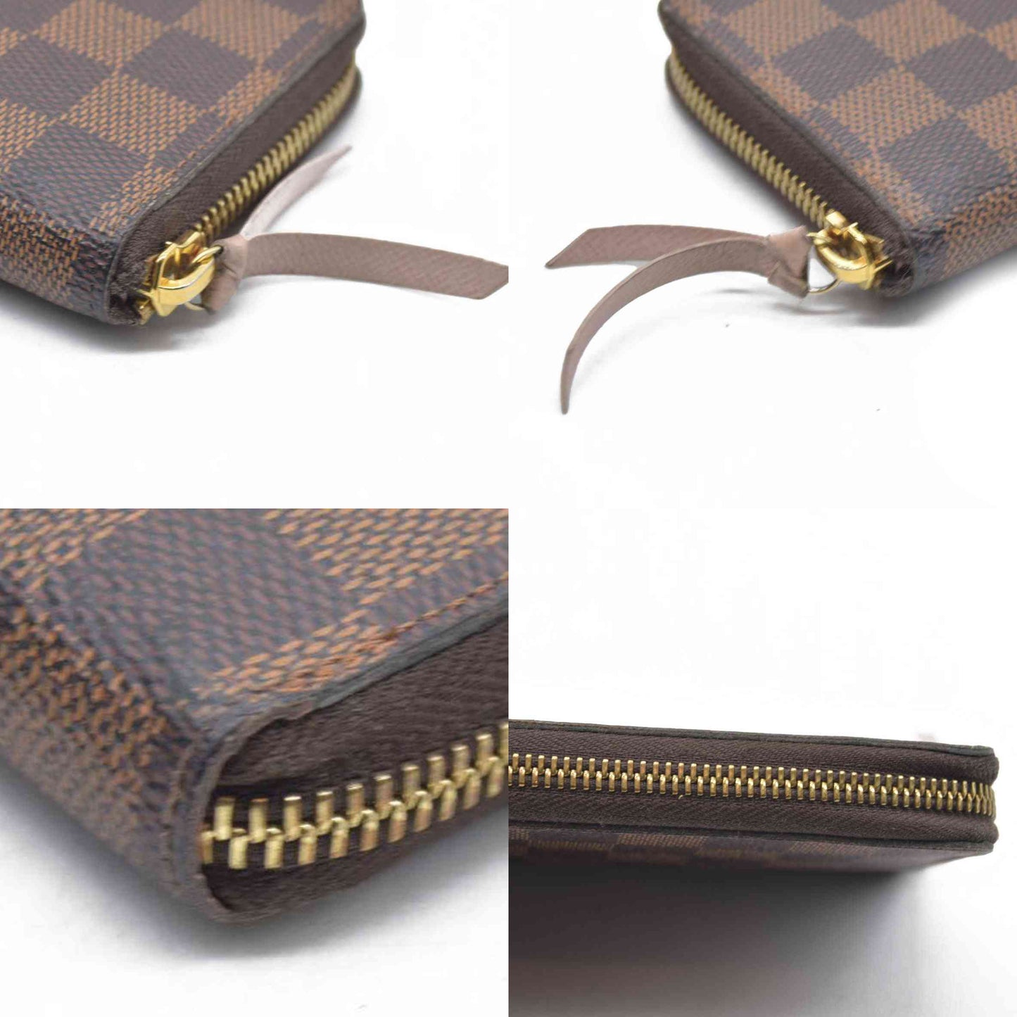 $630 LOUIS VUITTON Damier Ebene Portefeuille Clemence Zippy Wallet GI2116