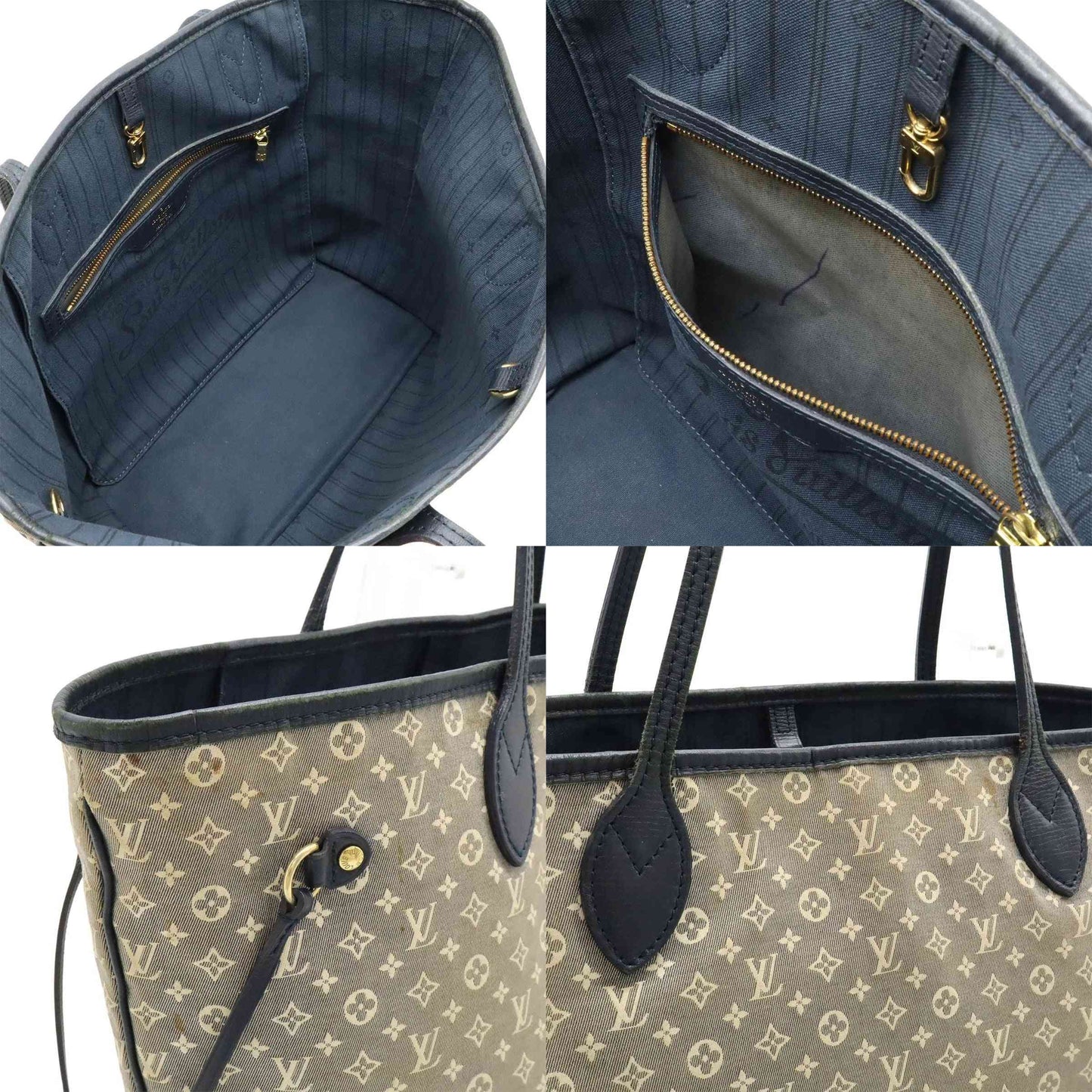 Louis Vuitton Neverfull Tote MM Blue Canvas