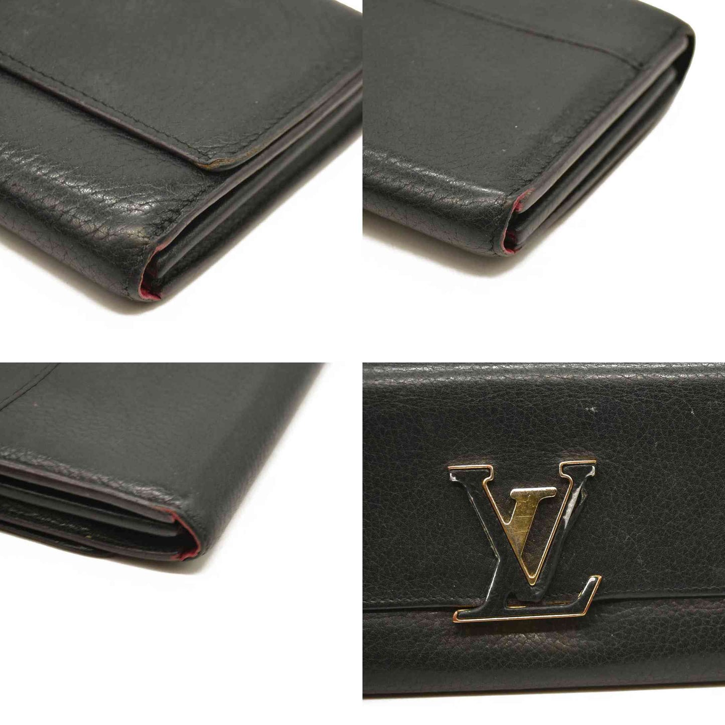 $1550 Louis Vuitton Taurillon Capucines Wallet Black MI0176