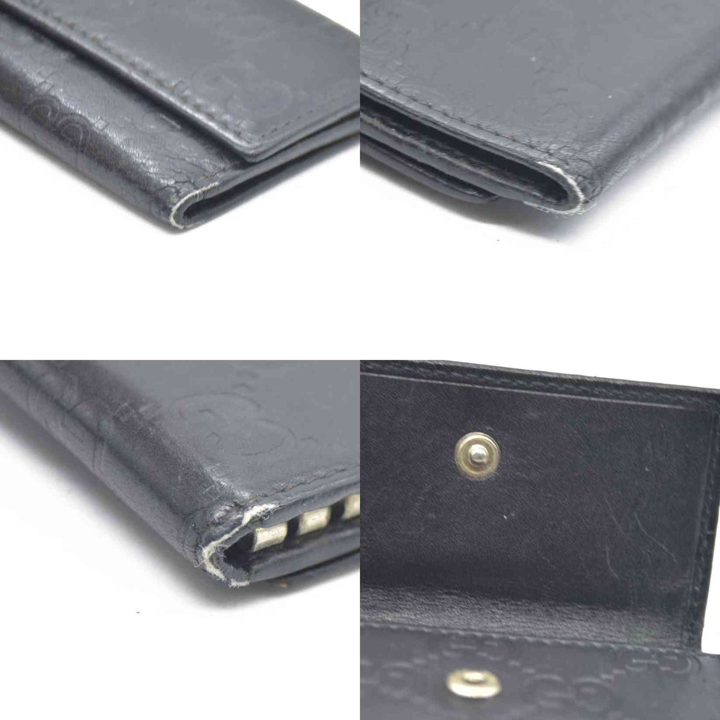 GUCCI Ssima GG Logo Leather 6 Ring Key Case Black