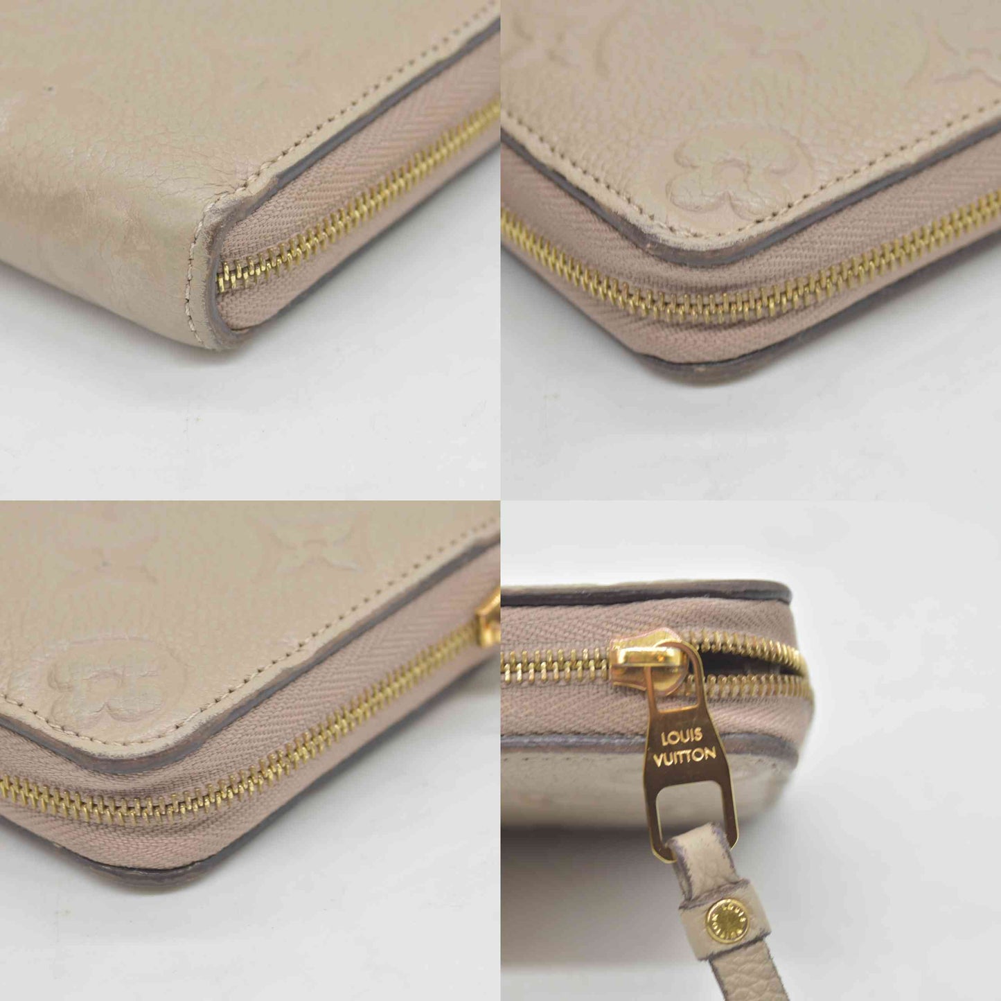 $760 RFID Louis Vuitton Monogram Empreinte Zippy Coin Case Beige