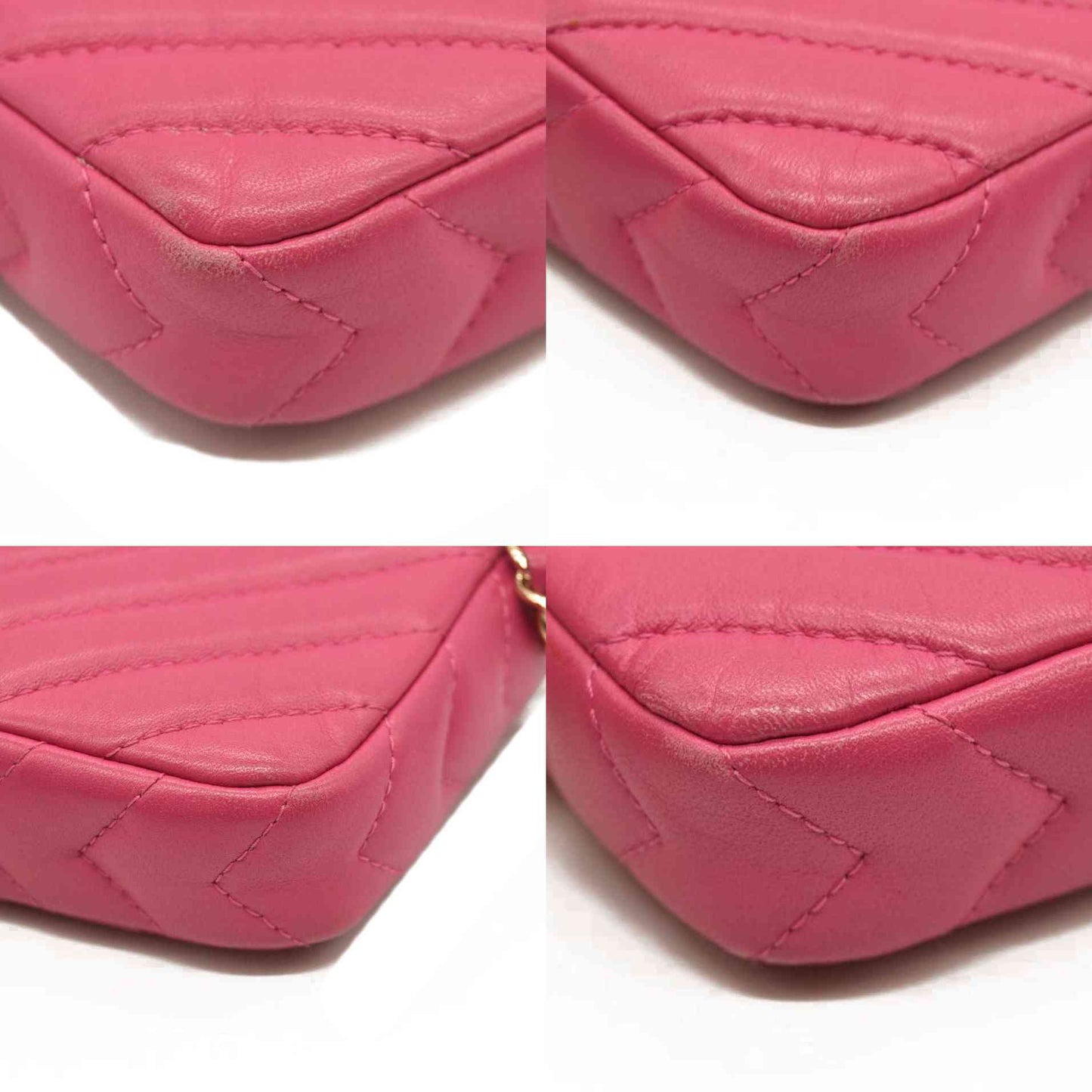 Chanel Lambskin Chevron Quilted Small Clutch With Chain Pink 23*