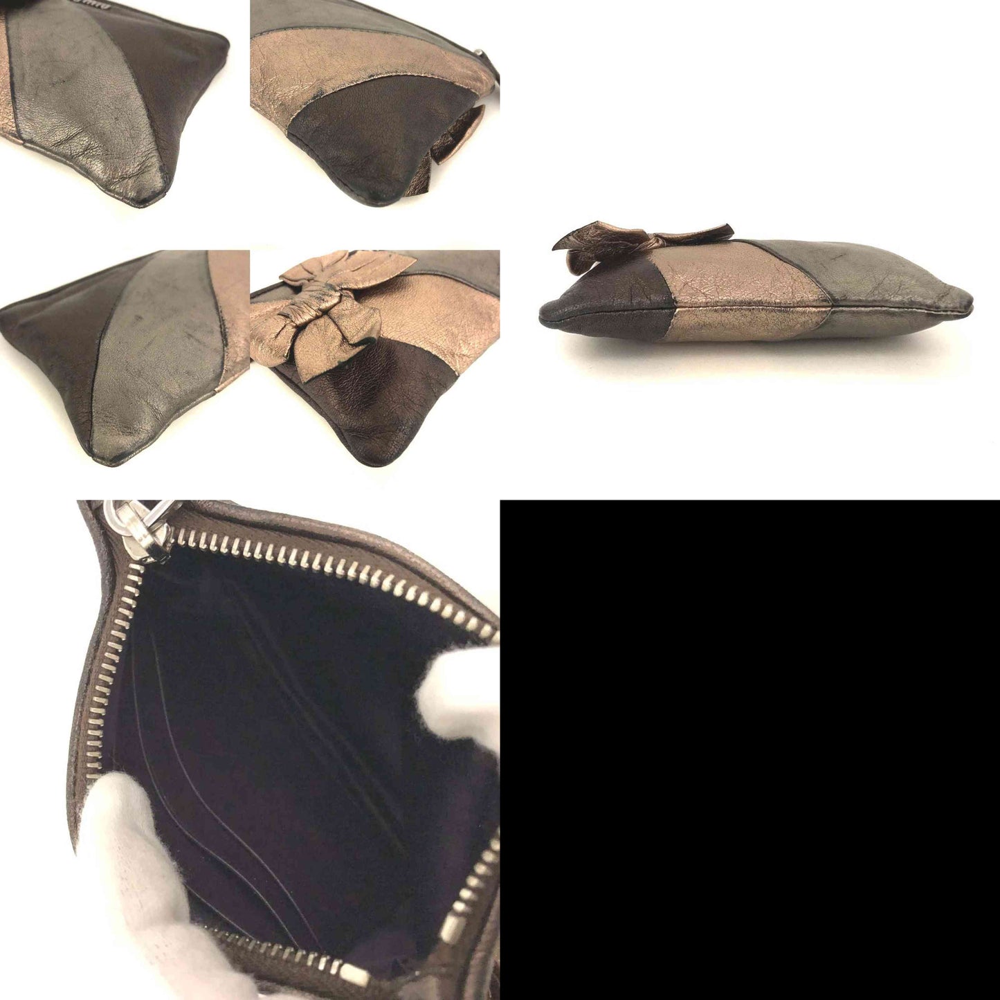 $460 MIU MIU Logo Ribbon Leather Cosmetic Pouch Bag MultiColor